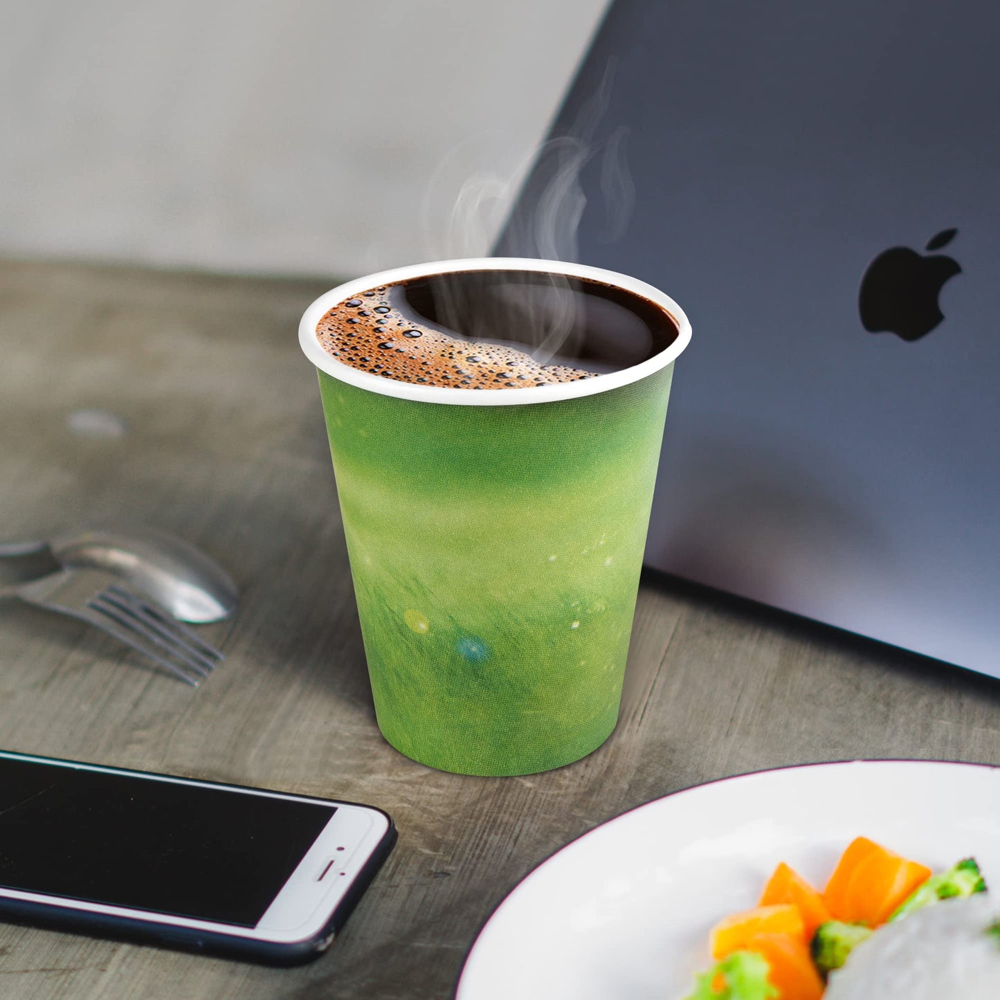 Special Green Grass Design, Paper Hot Cup,Eco-Friendly,100% Blodegradable&Compostable, 50 Count (12 OZ,100Count, No Lids)
