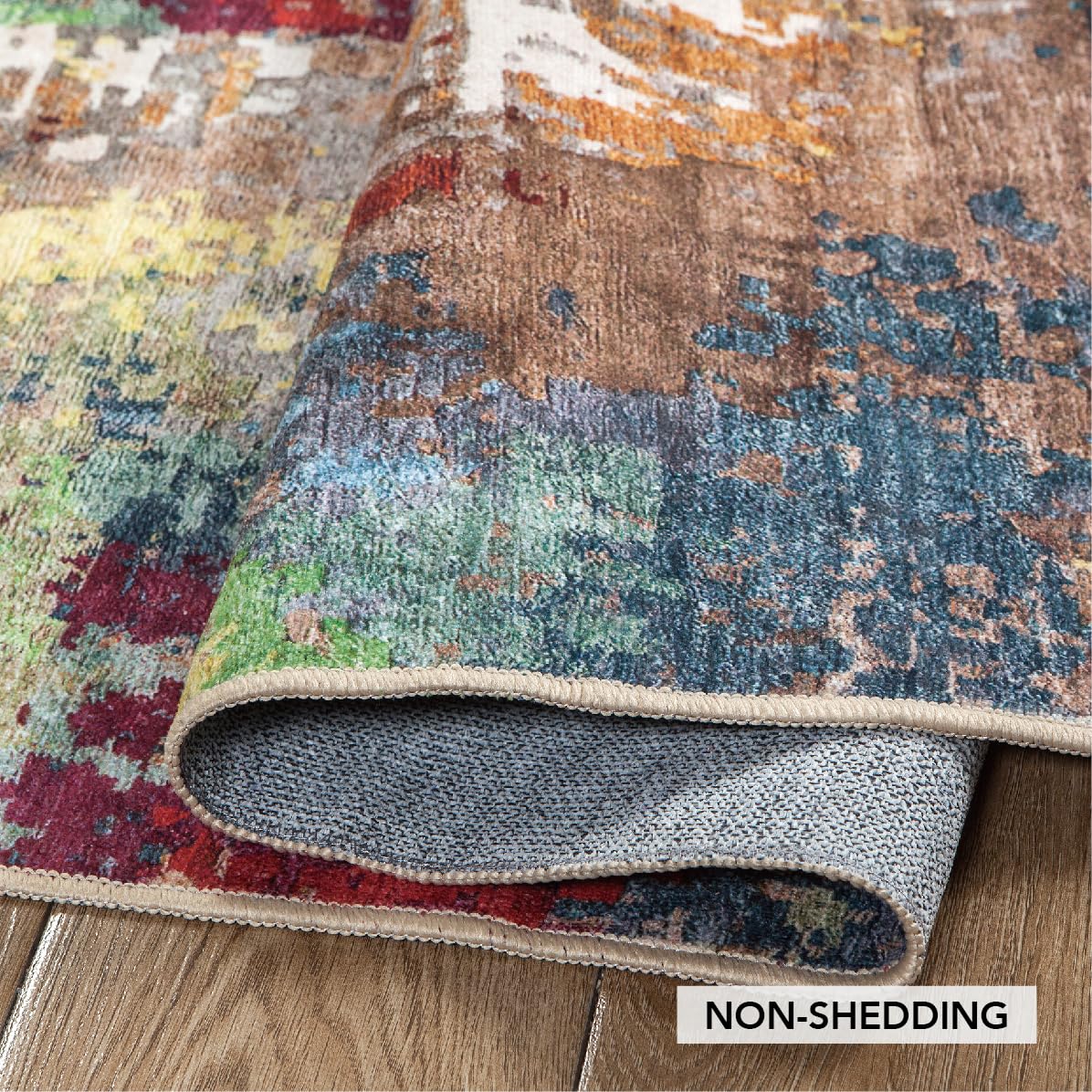 Home Beyond & HB design - Mordern Area Rug, Non-Slip Washable Low Pile Soft Lightweight Thin Carpet Rugs for Bedroom Living Room Kitchen Indoor Home Décor - 5x7 Feet, Red Mutiple