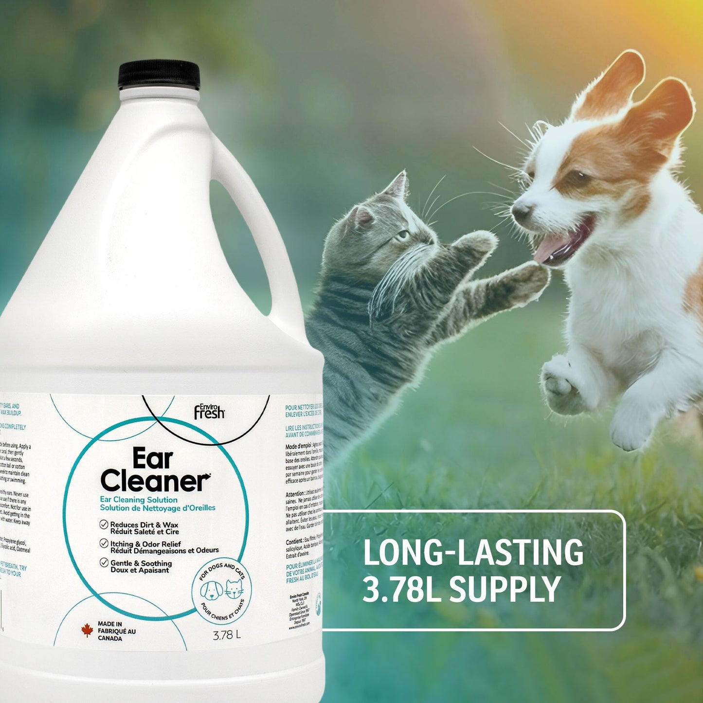 EnviroFresh Dog Ear Cleaner - Ear Cleaner for Dogs (3.78L/127oz) Dog Ear Cleaning Solution - Ear Drops for Dogs - Pet Hygiene Personal Care - Cat Ear Cleaner