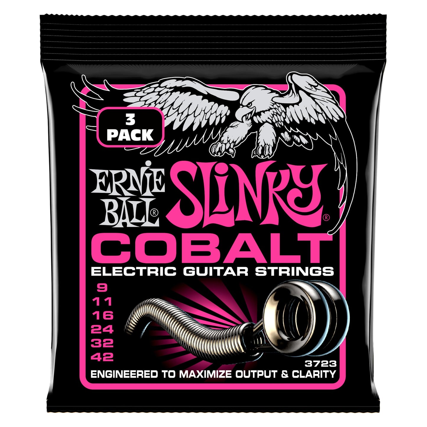 Ernie Ball Super Slinky Cobalt Electric Guitar Strings 3-pack, 9-42 Gauge (P03723)
