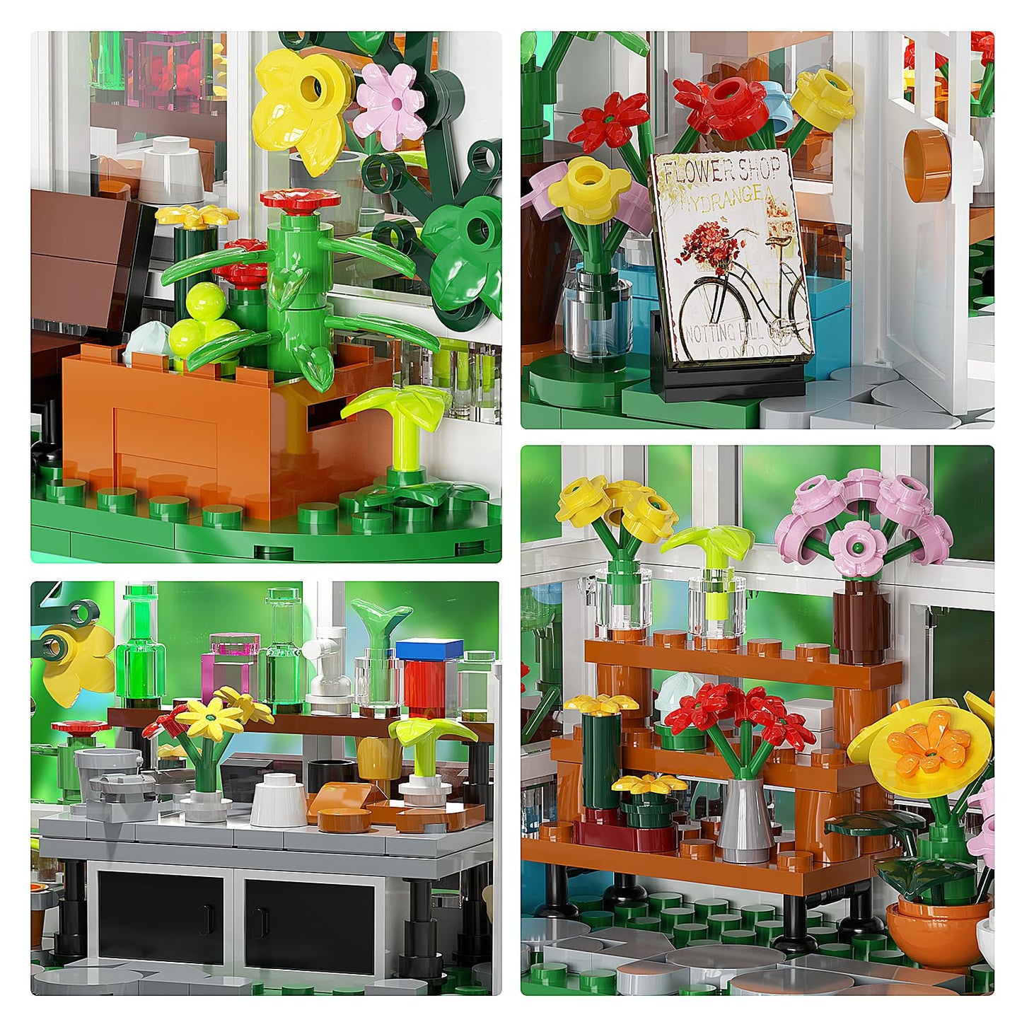 Flower House Building Set, Garden House Building Set with LED Light, Creative Building Playset, Build Beautiful Greehouse Model,Great Toys for Friends and Girls (597 Pieces)