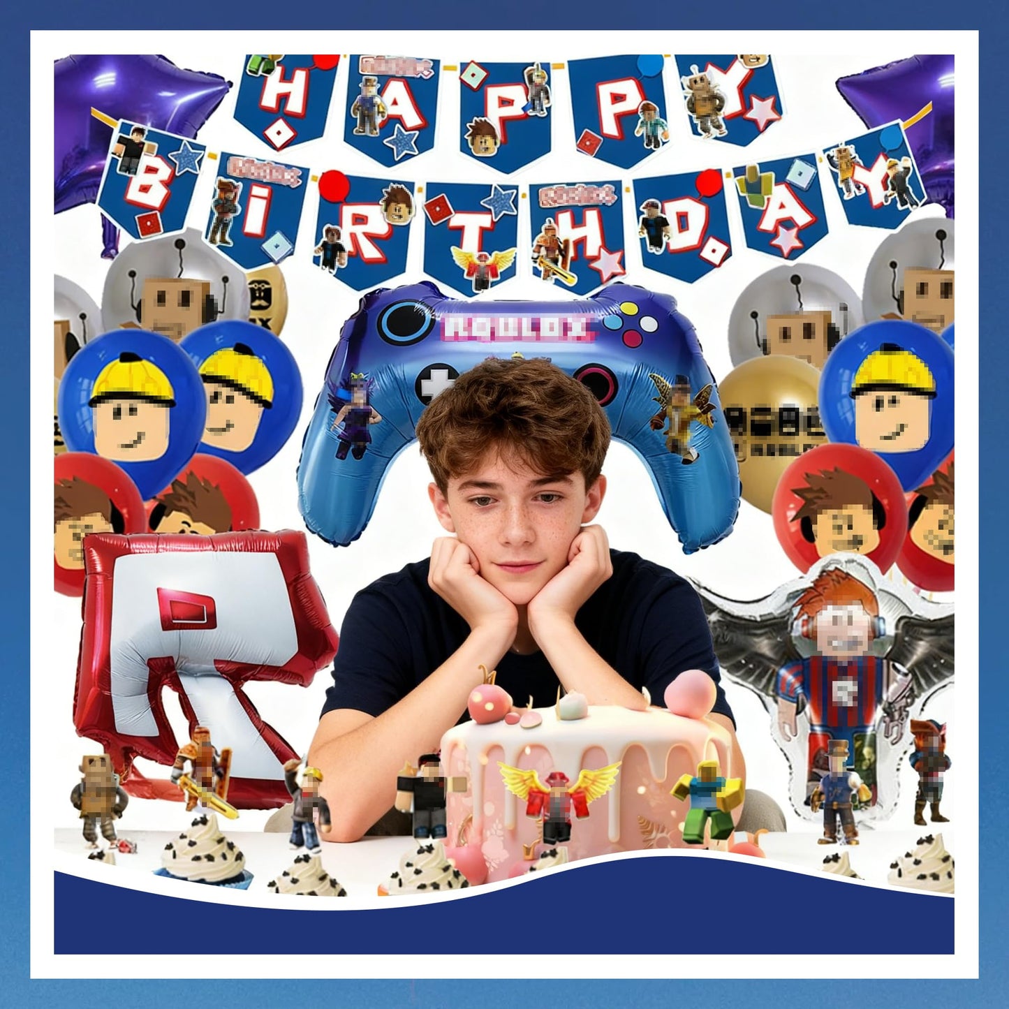 Birthday Party Decorations, Cartoon Theme Party Supplies, Including Happy Birthday Banner, Balloons, Cake & Party Decorations, 40 Pcs