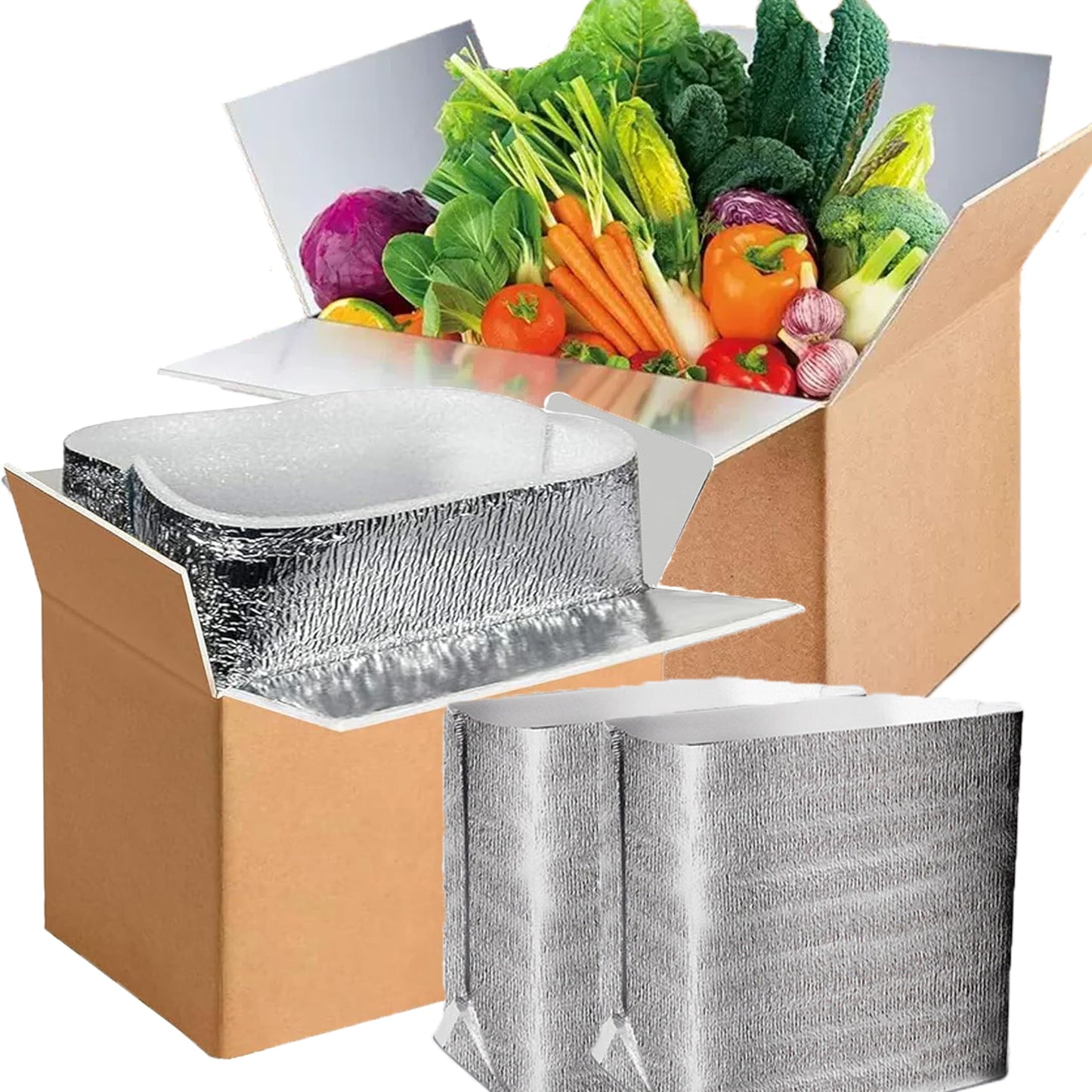 2 Pack Large Thermo Chill Double Insulated Shipping Box, (9.5"X 6.8"X 6") with Aluminum Foil Liner - Keep fresh-Cold Shipping Box for Frozen Food - Insulated Cooler Box for Packing, Moving, Mailing