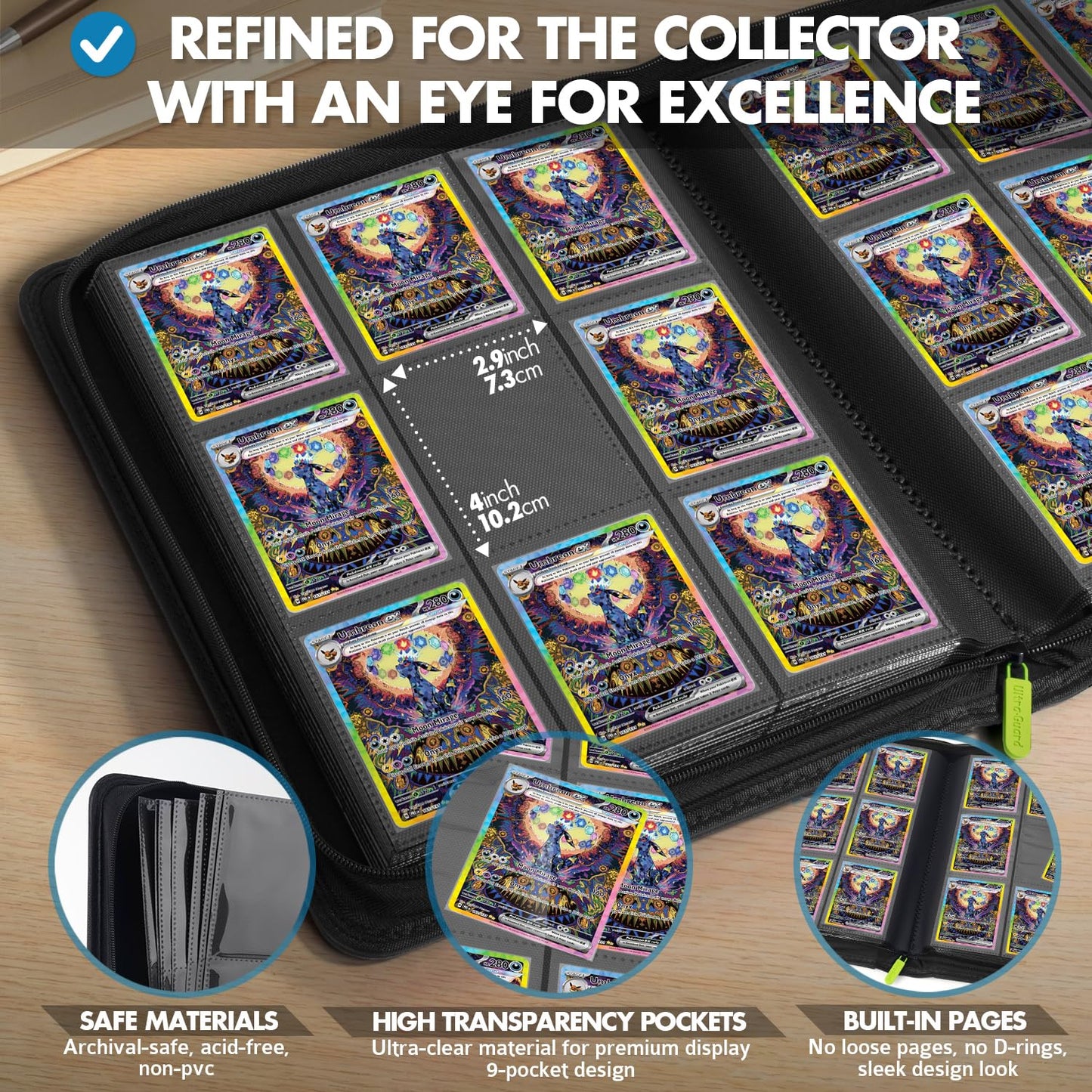 FunGuys Trading Card Binder, 9 Pocket, 504 Side Loading Sports Card Binder, Card Collection for Yugioh Card, MTG, TCG Book Holder