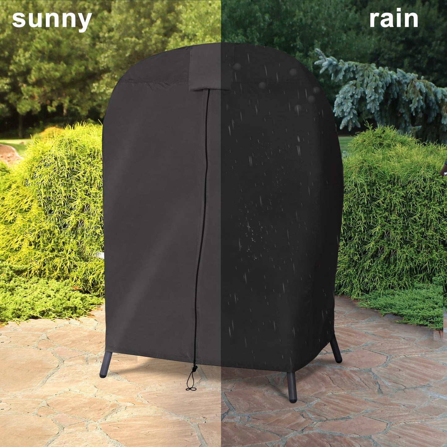SUNCREAT Lawn Egg Chair Cover, Patio Furniture Cover for Indoor Outdoor Lounger, Medium Size, Black
