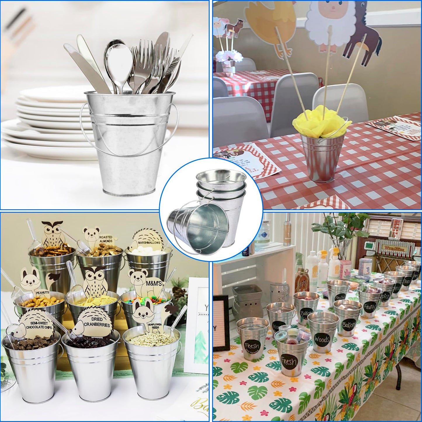25 Pack 4.5 Inch Mini Metal Buckets, Metal Buckets with Handle, Easter Bucket,Pencil Holder and Flower Pots, Used to Carry, Store, or Even Plant, by GENHAKON.