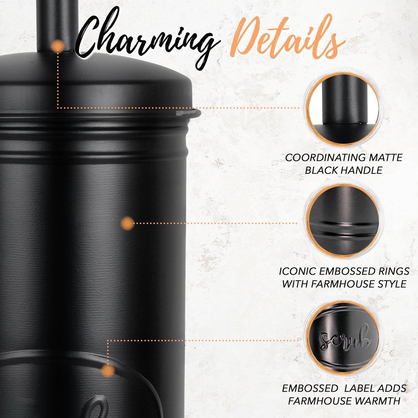 Autumn Alley Black Toilet Bowl Brush and Holder Set, Covered Bathroom Toilet Brush for Modern Farmhouse Bathroom Decor, Standing Rustic Toilet Brush with Holder, Bathroom Decor Sets, Matte Black