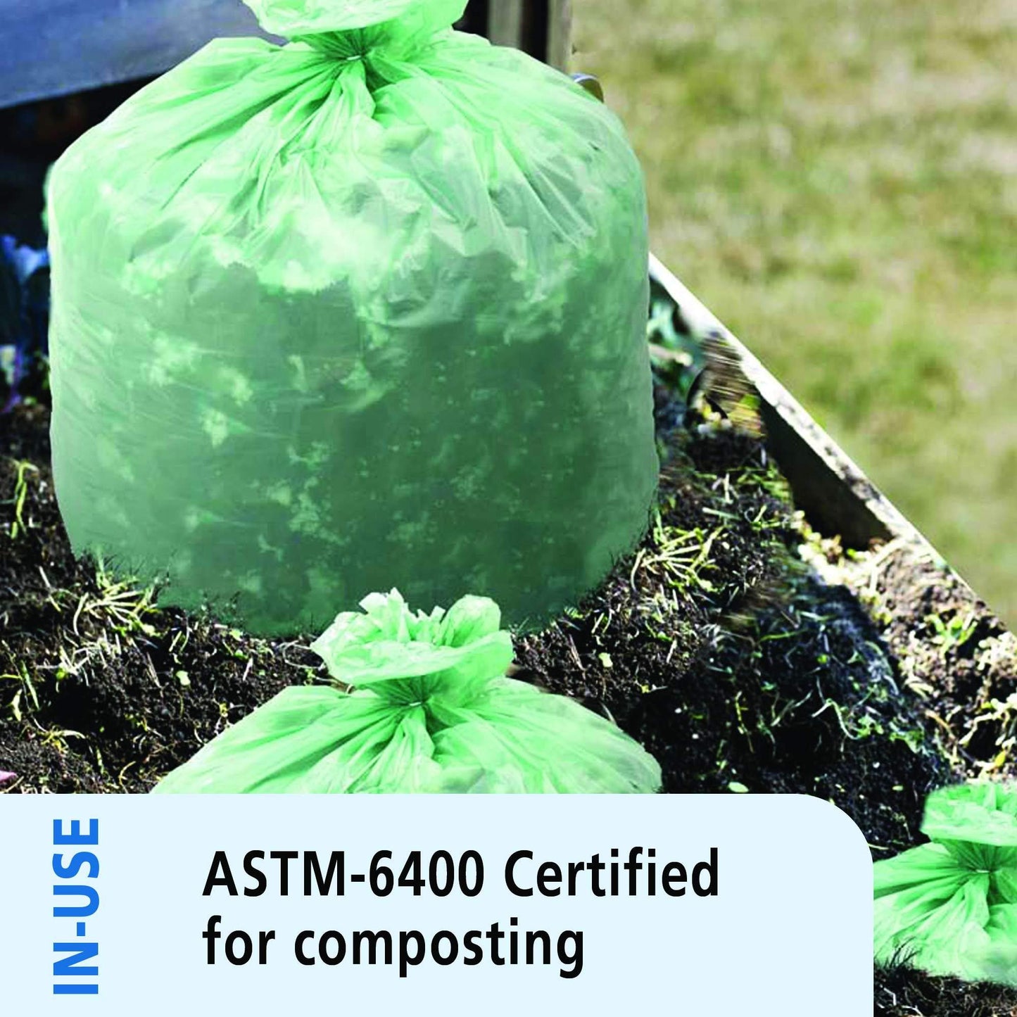 Stout EcoSafe-6400 Compostable Bags,0.85 Milliliters, 33 x 48, Green, 50/Carton (E3348E85)