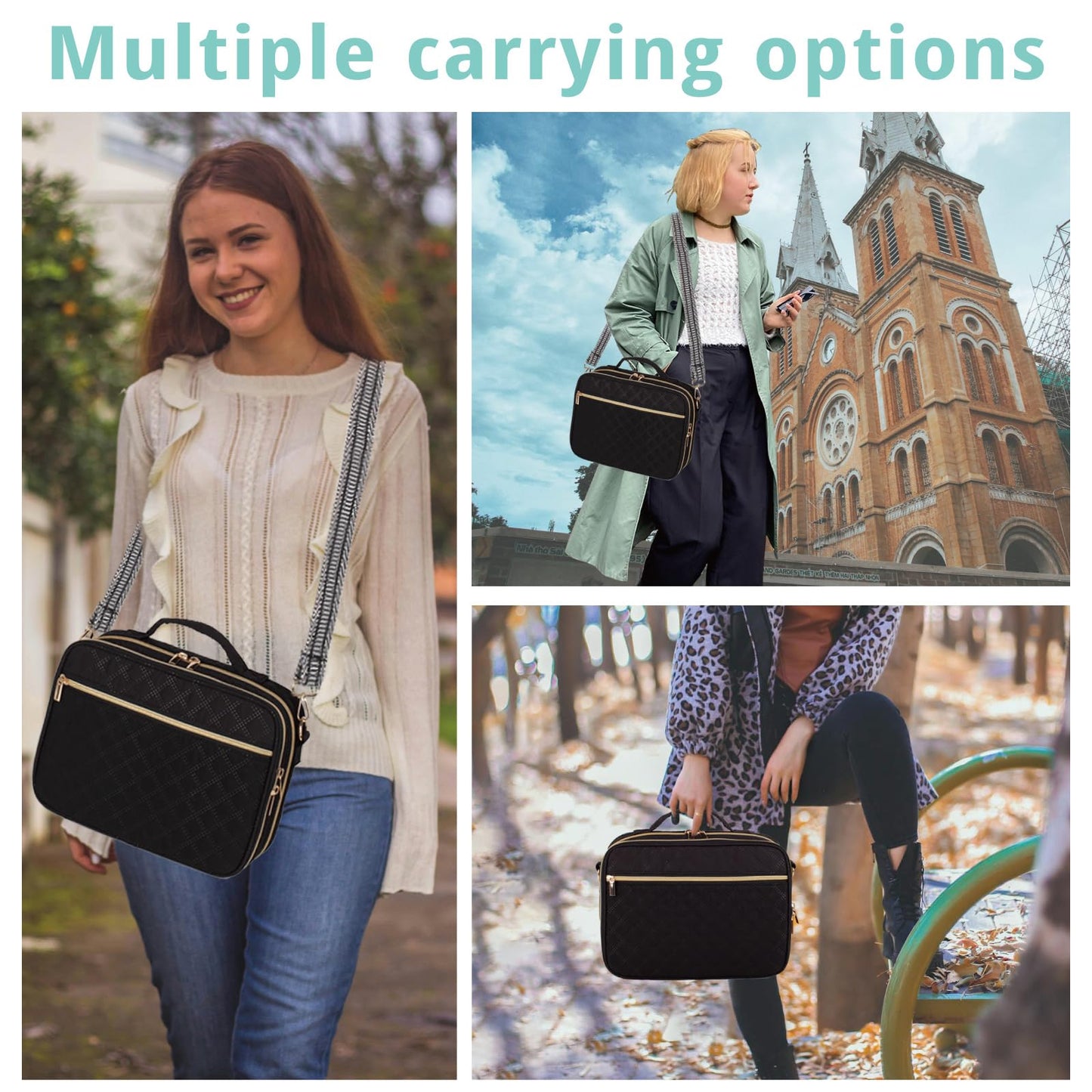 2 Layers Bible Cover for Women, Large Case With Handles and Shoulder Strap, Carrying Bag With Pocket, Scripture Protective Church Bag