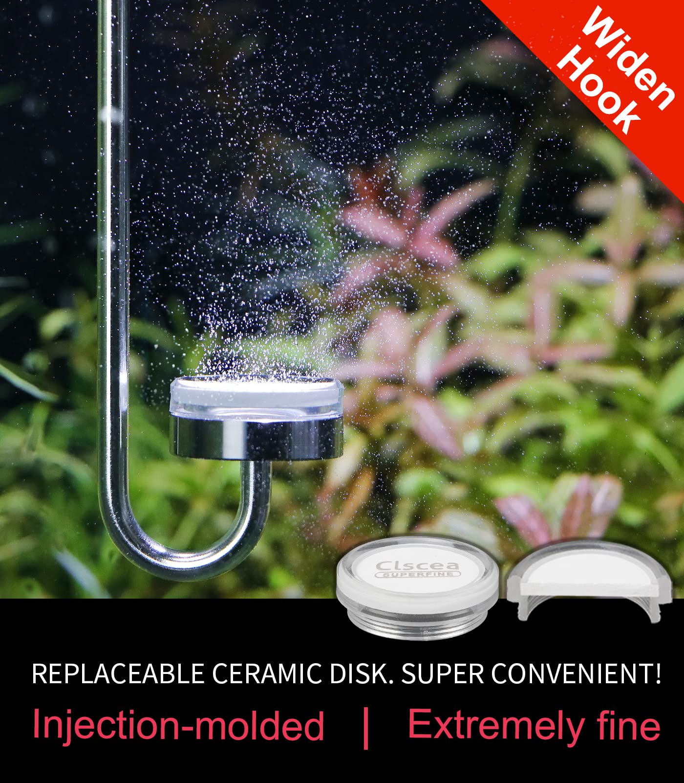 Clscea Aquarium Stainless Steel CO2 Diffuser Widen Hook, DCW300-40
