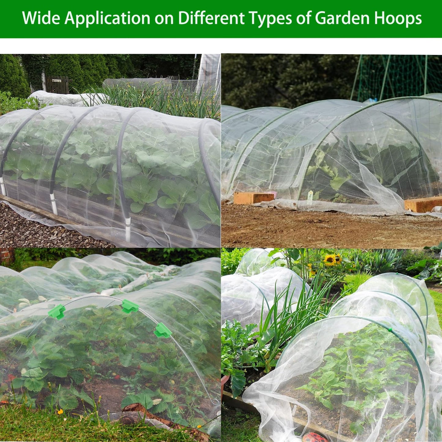 10X50FT Heavy Duty Garden Mesh Netting with Reinforced Double-Layer Edges, 40g/㎡ Ultra Fine Plant Cover for Anti Mosquito and Birds, Insect Mesh Barrier for Vegetables Plants Fruits Flowers (3X15M)