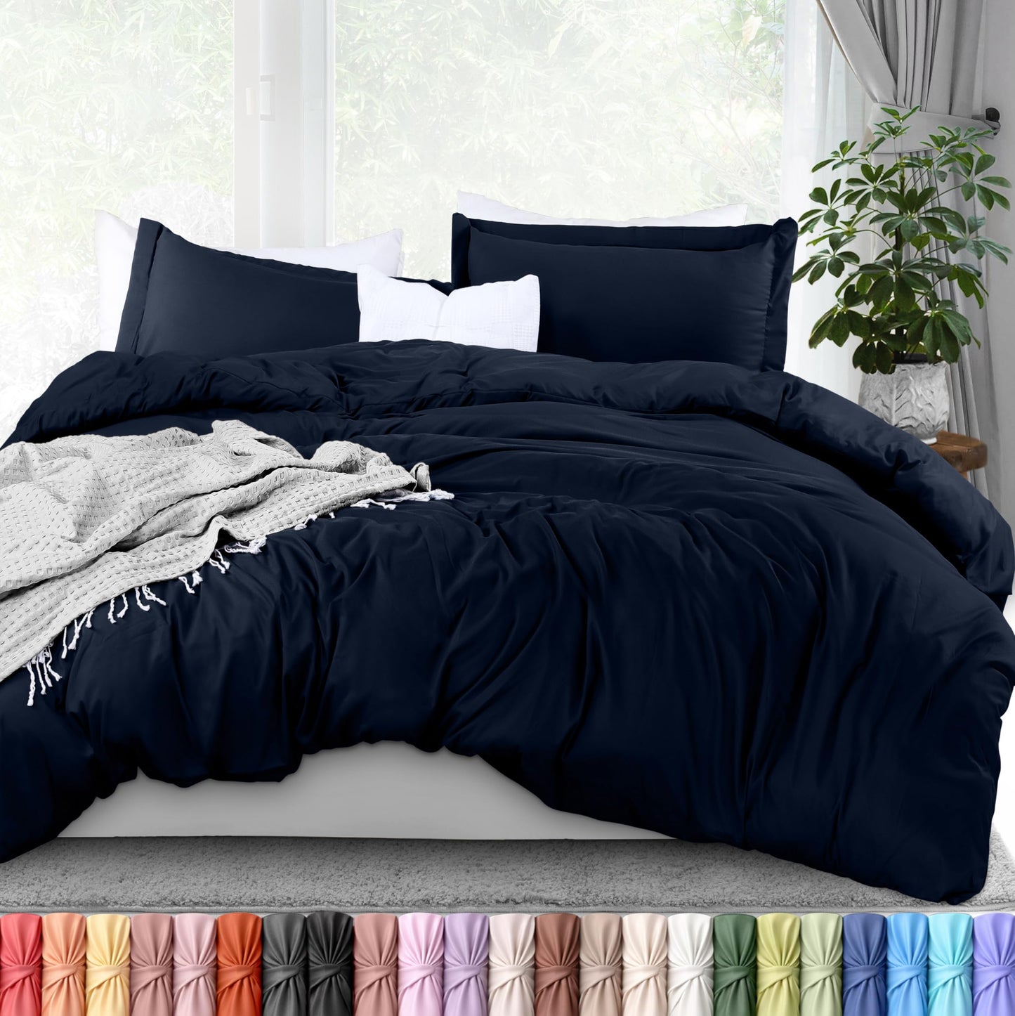 Utopia Bedding Duvet Cover Queen Size Set with Pillow Shams - Comforter Cover with Zipper Closure, 90X90 Inches & Pillow Shams 20X26 Inches (Navy) Comforter Not Included