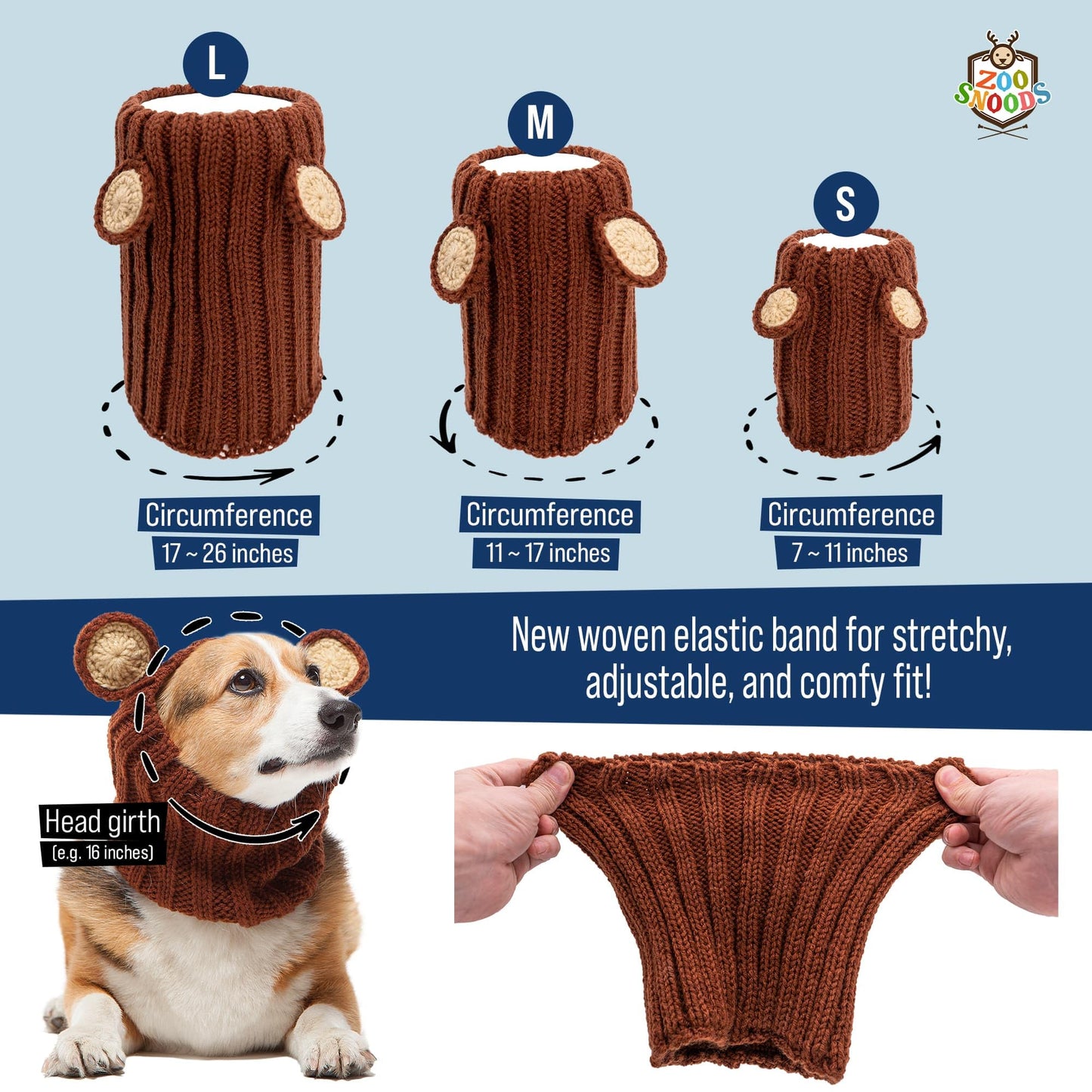 Zoo Snoods The Original Knit Bull Dog Snood, Large, Black