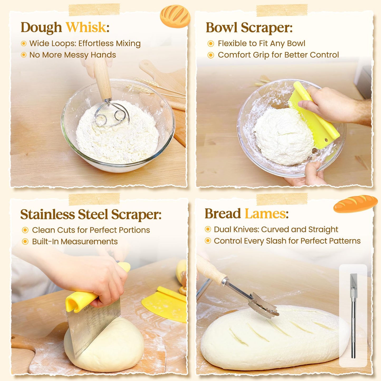Sourdough Bread Starter Kit – Complete Sourdough Kit with Cotton Banneton Proofing Basket, 34oz Sourdough Starter Jar & Sourdough Tools – Sour Dough Starter Kits Gift for Bakers Beginners Moms
