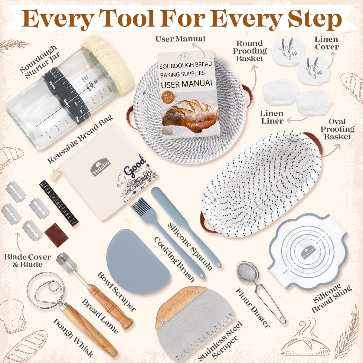 Sourdough Bread Starter Kit, Sourdough Starter Kit, Sour Dough Starter Kits, Baking Essentials, Gifts for People Who Love Baking Sourdough Starter Jar Sourdough Tools