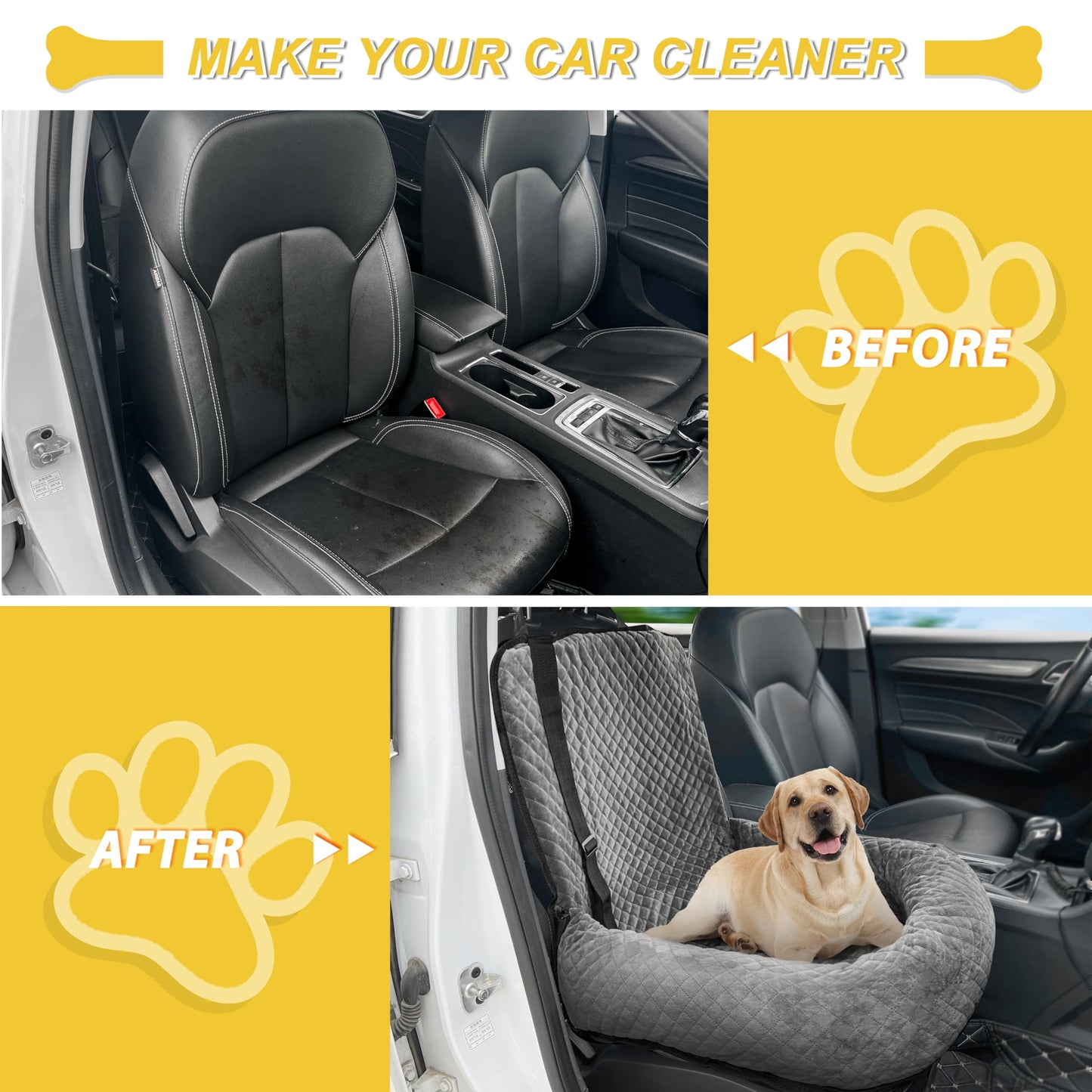 Dog Car Seat for Small Medium Dogs,Detachable Washable Travel Safety Pet Booster Seat, Comfy Ultra Soft and Multifunctional Car Travel Bed,Grey