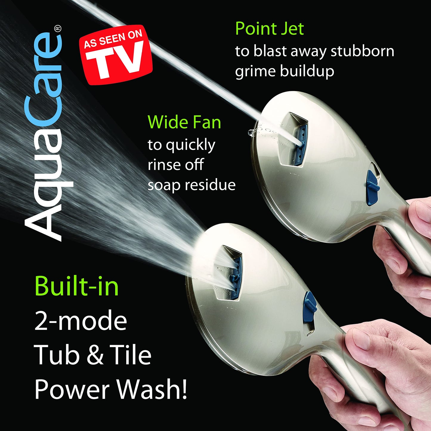 AquaCare As-Seen-On-TV High Pressure 48-setting Rain & Handheld 3-way Shower Head Combo - Anti-clog Nozzles/Tub, Tile & Pet Power Wash/Extra Long 6 ft. Stainless Steel Hose/Satin Nickel Finish