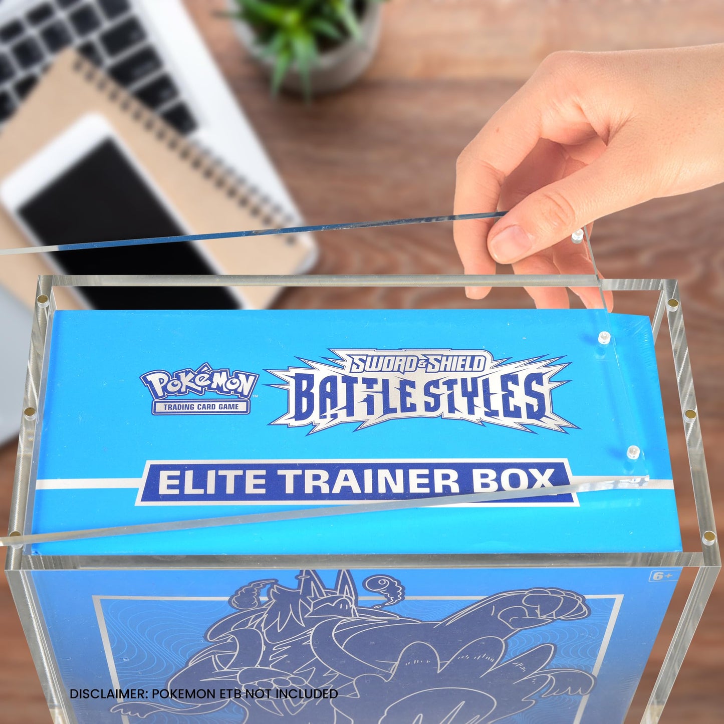 Acrylic Case for Pokémon ETB – 5mm Thick UV-Resistant Display Box with Magnetic Lid, Transparent Acrylic Protector with Logo – Fits Pokémon Elite Trainer Box – Pack of 1