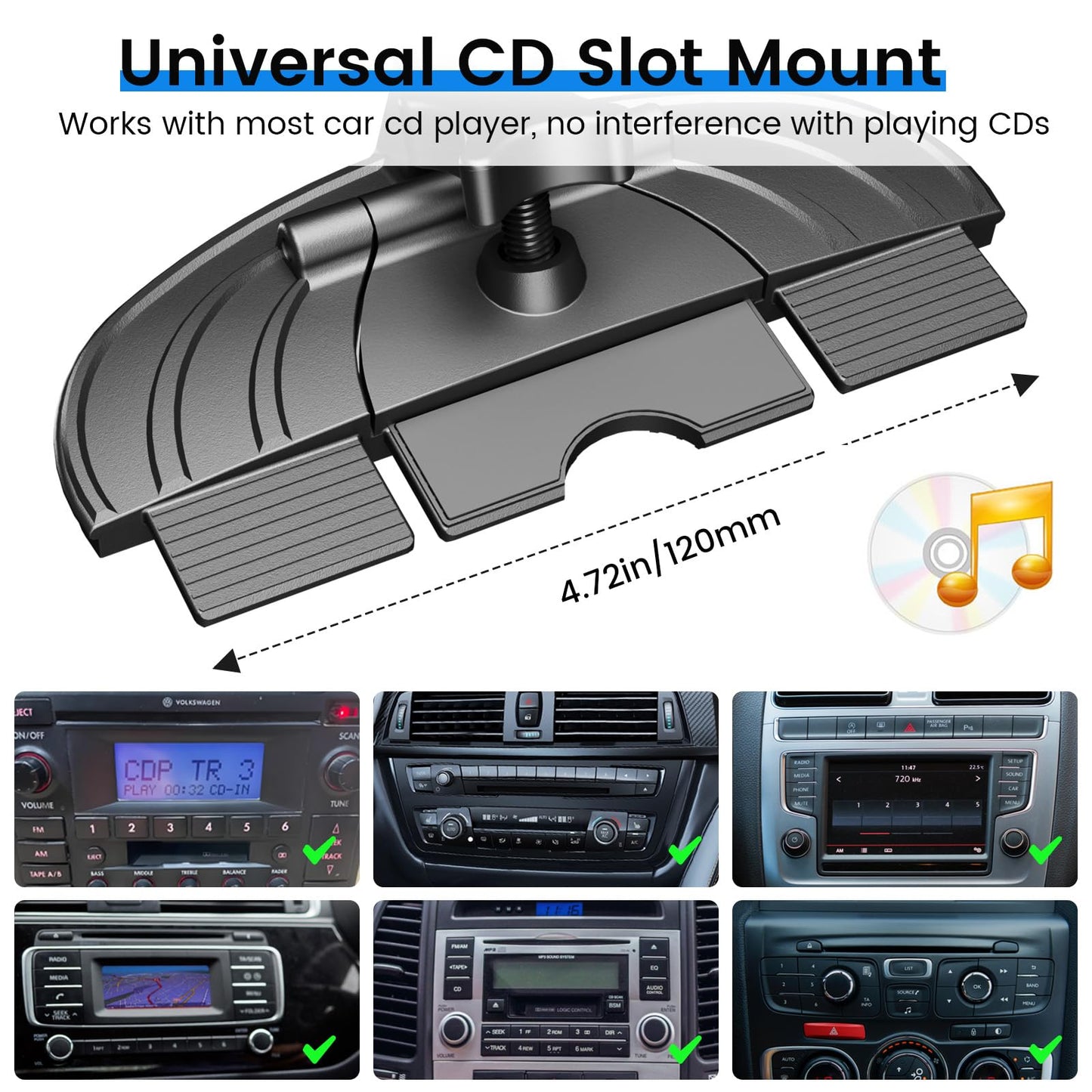 OHLPRO for 15W MagSafe Car Mount Charger for iPhone 17, Fast Wireless Charging, Magnetic CD Slot Holder with 3M Adhesive Base for Dashboard, Aluminum Shell, Compatible with iPhone 16 15 14 13 Series