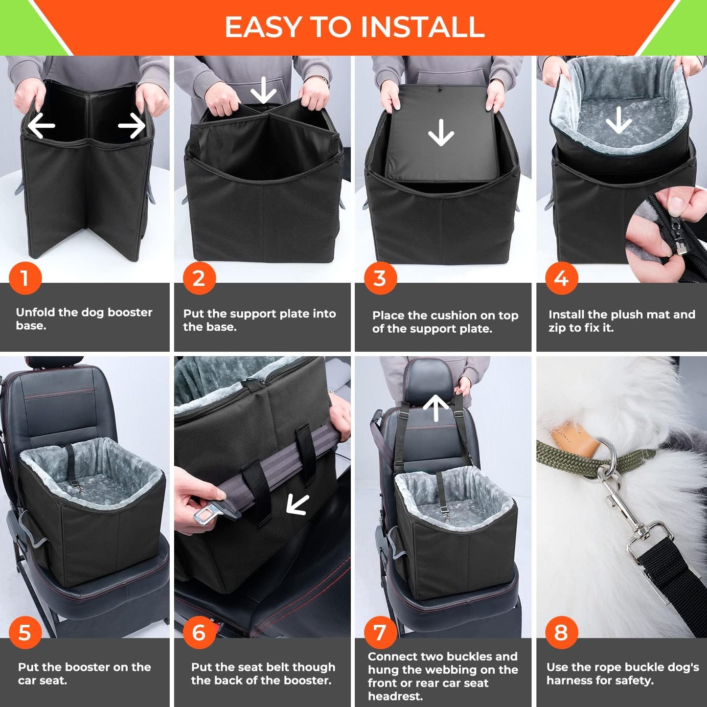 Babenest Dog Booster Car Seat for Small Dogs, Elevated Pet Car Seats with Safety Leash for Pets Under 30Lbs, Washable Lookout Puppy Travel Car Seat with Storage Pocket (S)