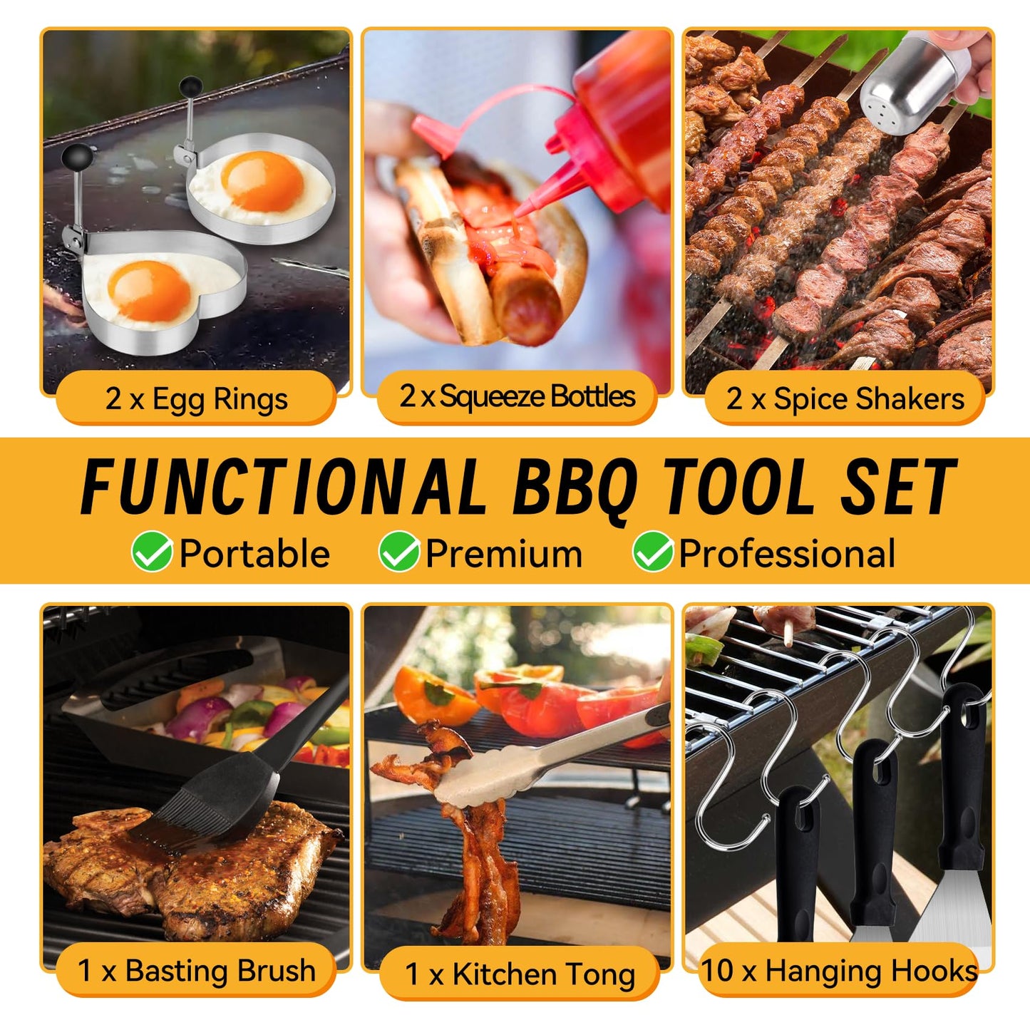 Onlyflame 26PCS Professional BBQ Griddle Tool Kit for Flat Top Grill Blackstone and Camp Chef - Stainless Steel Griddle Spatulas Accessories Kit with Basting Cover, Carry Bag and More Tools
