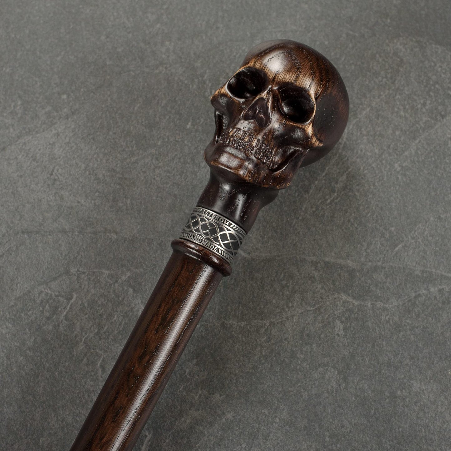 Asterom Unique Carved Wood Walking Cane for Men and Women - Yorick - Handmade Skull Walking Stick Cool Gothic Cane