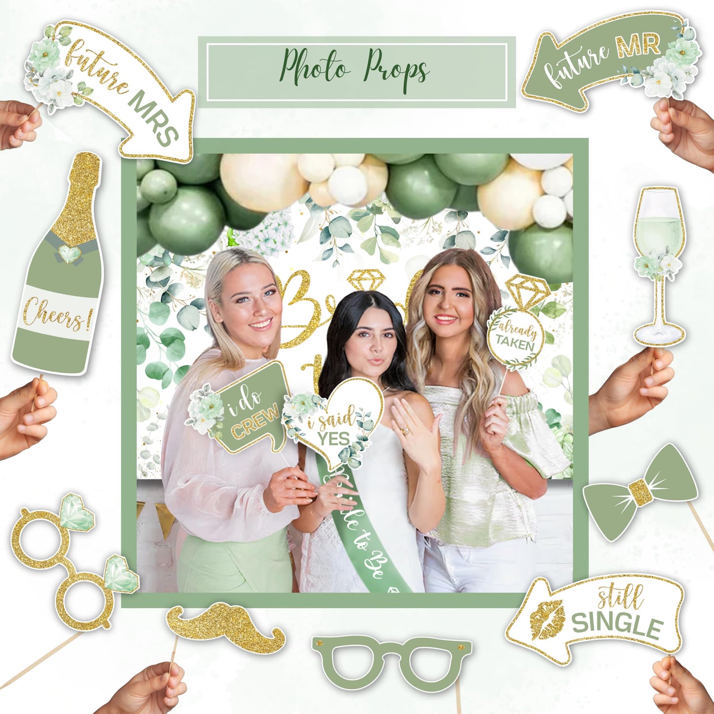 190 Pieces Bachelorette Party Decorations, Bridal Shower Decoration, Sage Green Wedding Shower Decorations 2 in 1 - Balloon Garland Bow and Boxes