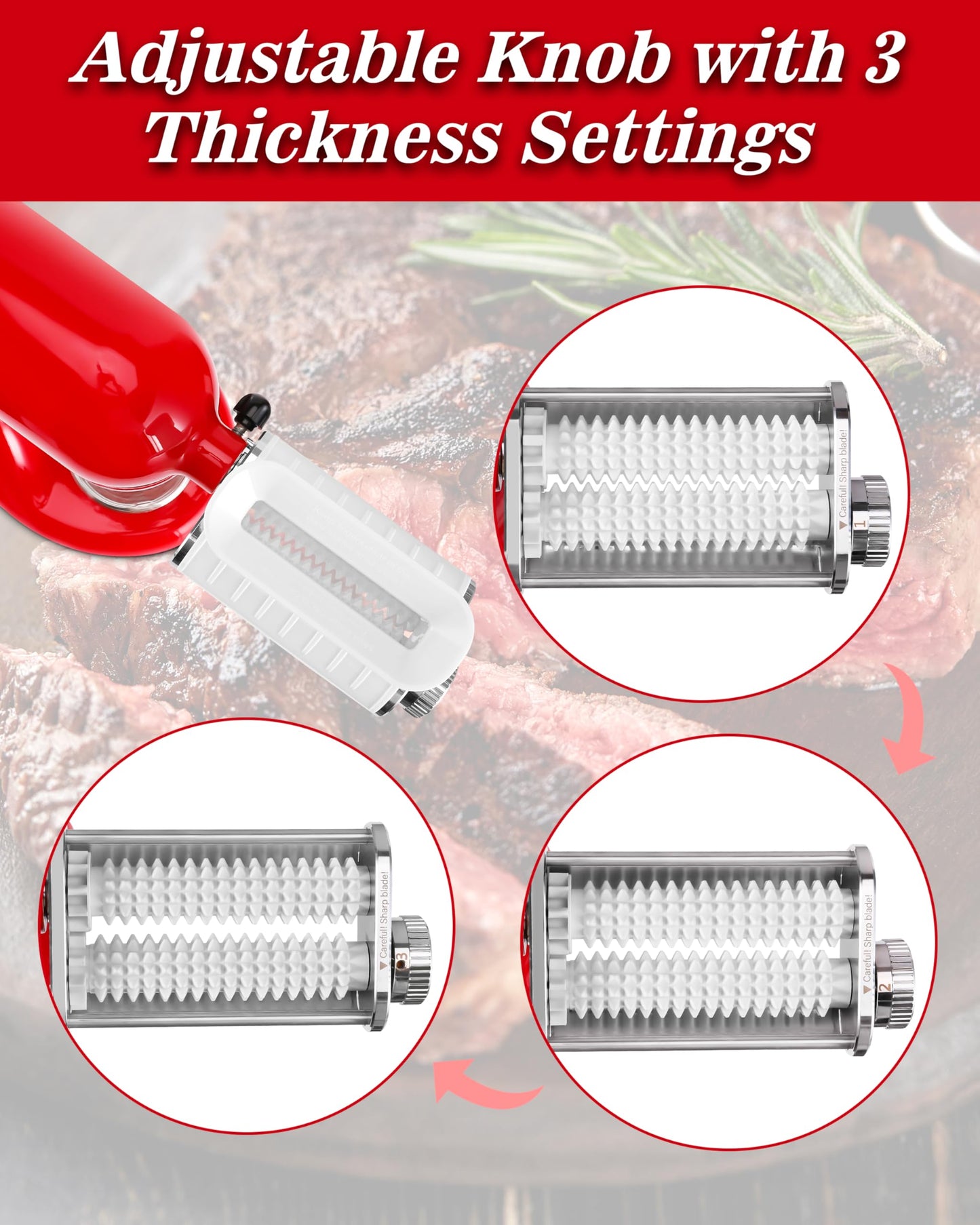 Meat Tenderizer Attachment for KitchenAid, Tenderizer Machine for Kitchen aid & Cuisinart Stand Mixers, Stainless Steel Meat Tenderizer Tool, All Parts Dishwasher Safe