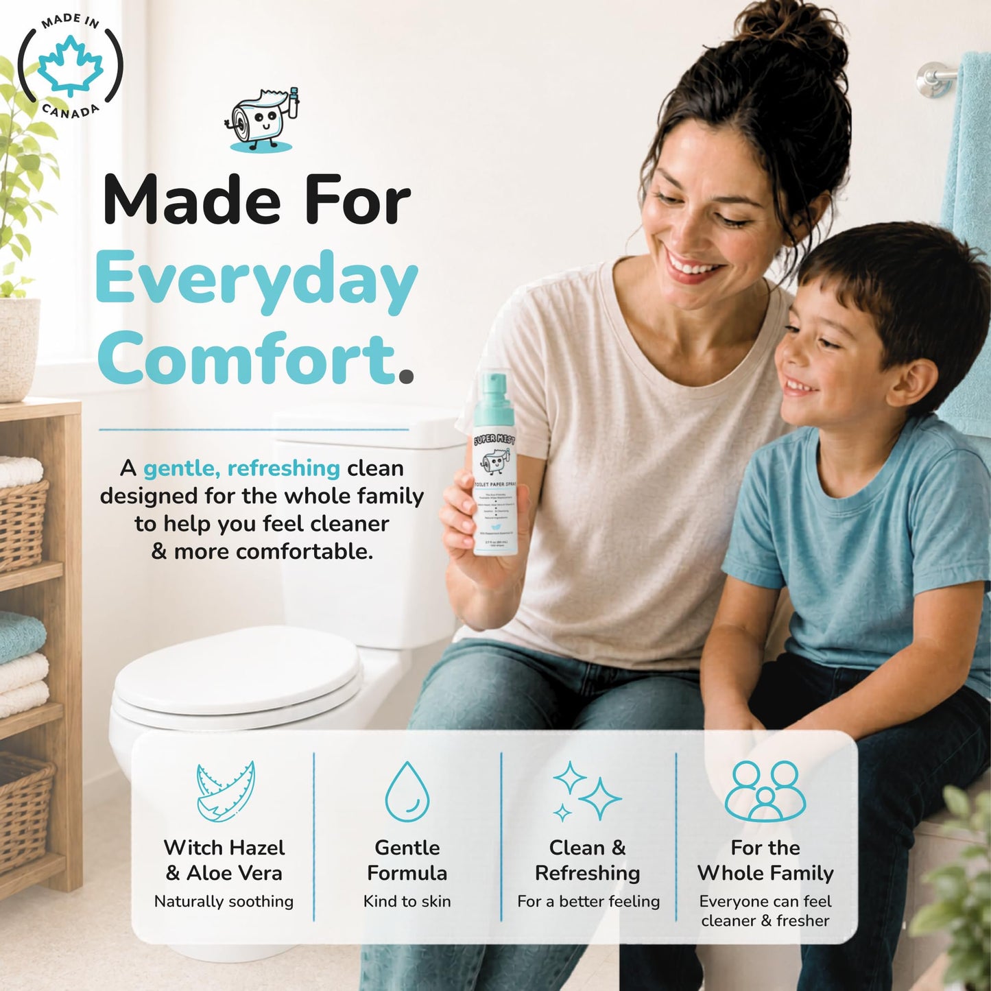 Super Mist Toilet Paper Spray Refill (500mL) – Upgrade Toilet Paper for a Fresher, Cleaner Feel | A Better Hygiene Experience | Soothing Witch Hazel & Aloe Formula | Refills 6+ Bottles
