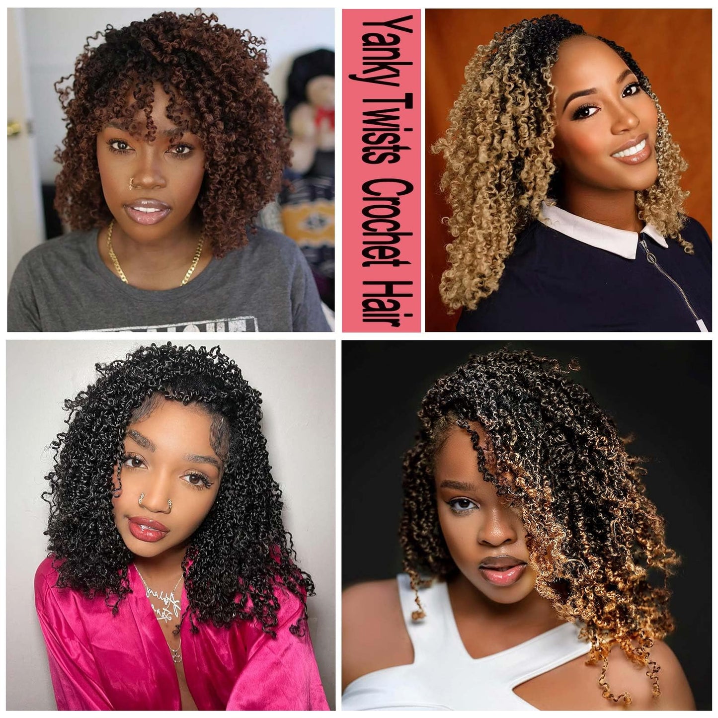 FFDDear 12 Inch Pre-Looped Yanky twist crochet hair 8 Packs Fluffy Spring Mini Twis Crochet Hair Passion Twist with curly crochet hair Natural Black Braids Hair for women extension(12 Inch, 1B)