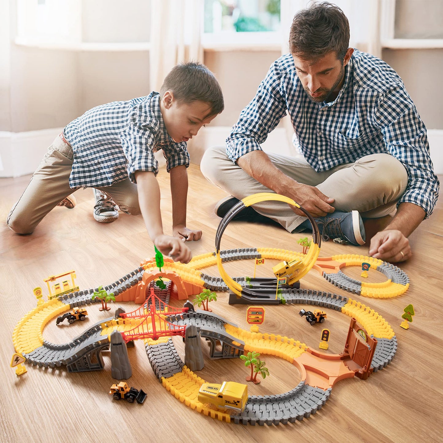 OR OR TU Construction Toys 342Pcs Race Track Sets for Boys/Girls Kids Excavator Toy Toddler Train Set Flexible Car Track Gift for 3 4 5 6+ Years Old Children