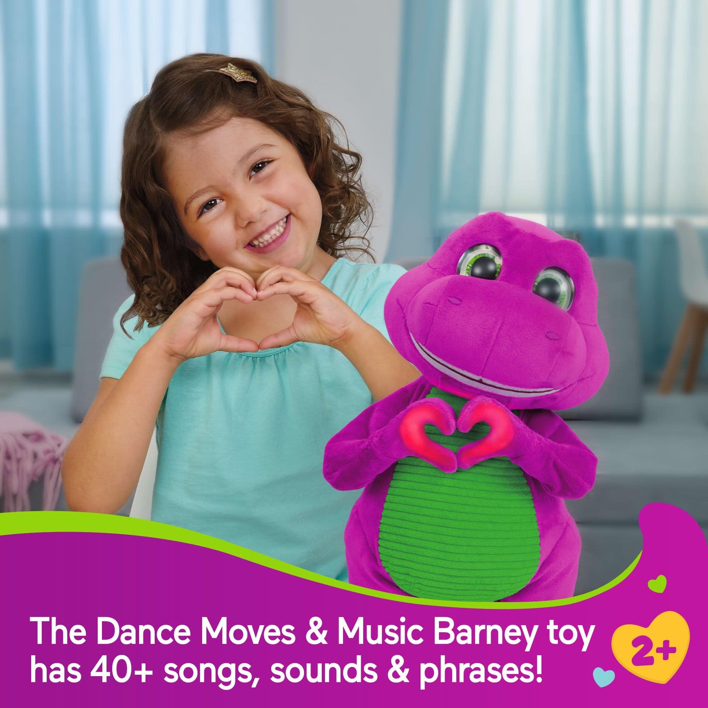 Barney’s World Toddler Toys by Fisher-Price, Barney Tall Plush, 13-inch Figure with Sounds, Soft Texture for Play, Kids Ages 2+ Years