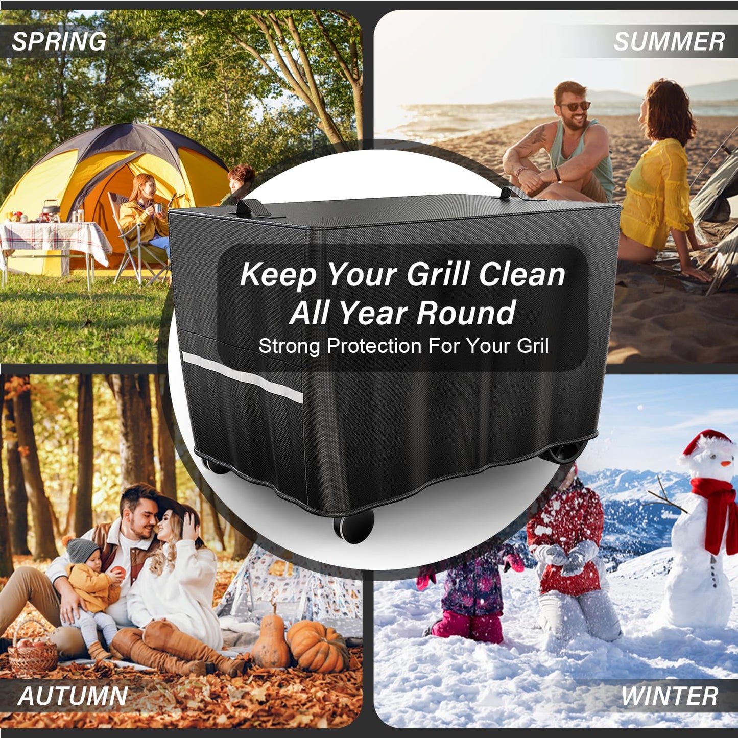 BBQMall Pizza Oven Cart Table Cover, Outdoor Grill Table Cover, Universal Waterproof Patio BBQ Grill Cart Stand-53 X 25 X 32 Inch, Prep Table Cover for Keter Unity XL Portable Outdoor