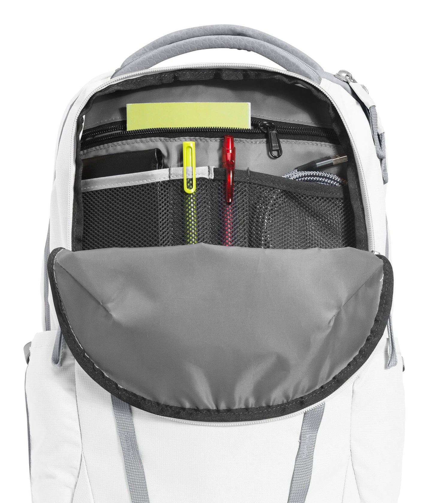 THE NORTH FACE Women's Vault Everyday Laptop Backpack - Commuter Travel Bag, Water-Repellent, Spacious Main Compartment, TNF White Metallic Mélange/Mid Grey-NPF, One Size
