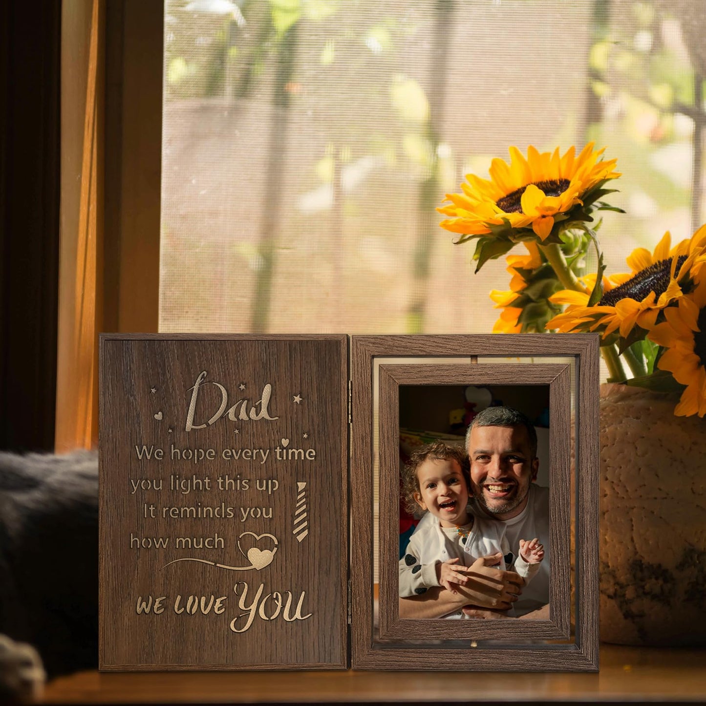 Dad Light Up Picture Frame Fathers Day Birthday Dad Gifts from Daughter Son, Holds 2 4x6 Photos