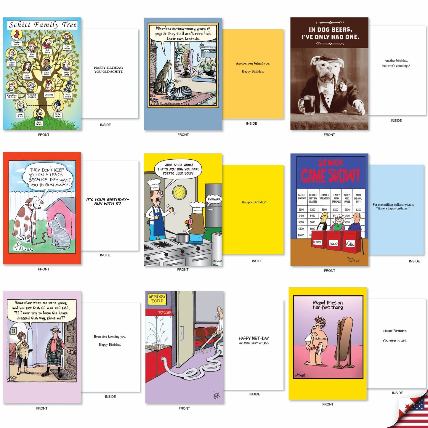 NobleWorks - Variety Pack of 36 Assorted Funny Birthday Greeting Cards Bulk Box Set w/Envelopes, Edgy Adult Humor BDay Pack for Men, Women, Friend - Birthday Favorites Collection AC2911BDG-B1x36