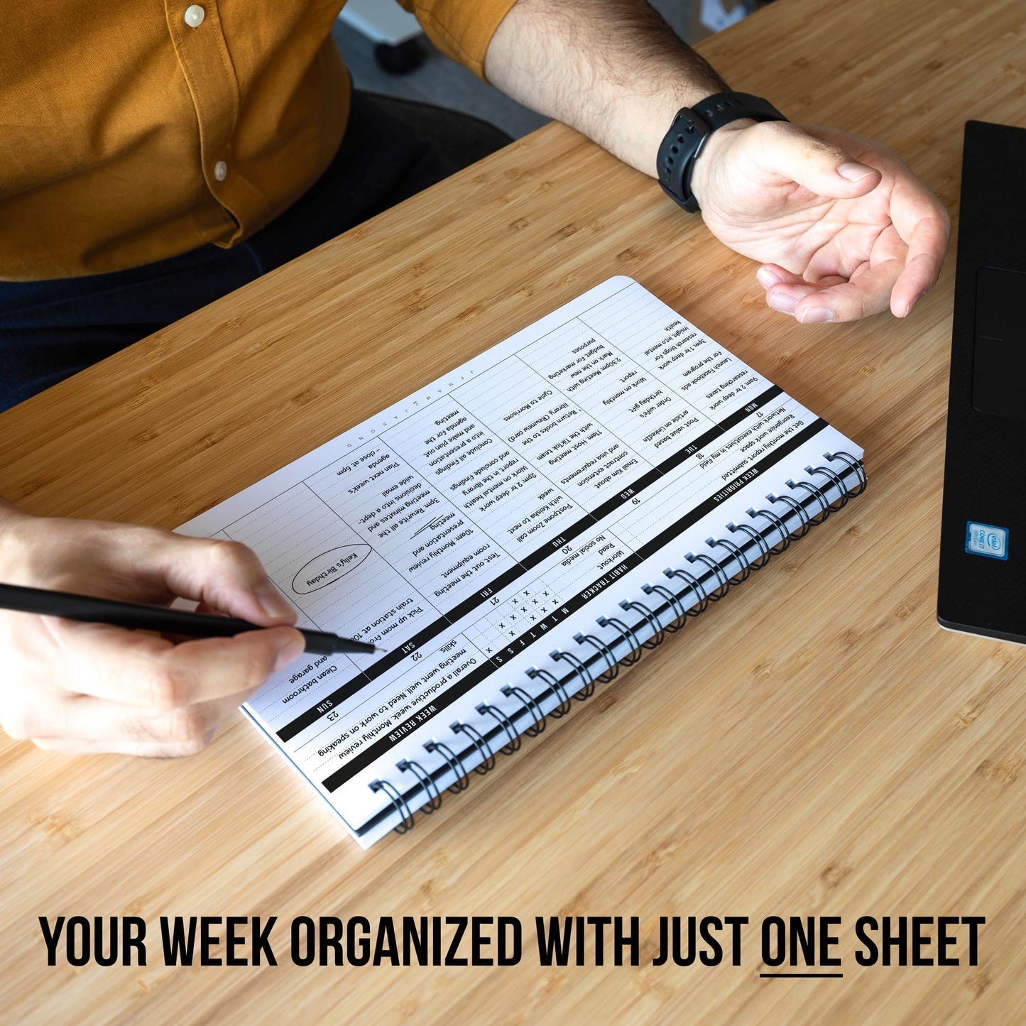 2026 Weekly Planner | Undated Daily Monthly Productivity Pad with Habit Tracker, Weekly To Do List & Free Pen | Spiral-Bound Desk Organizer Notepad for Adhd, Work, College & Home | Lasts 1 Full Year