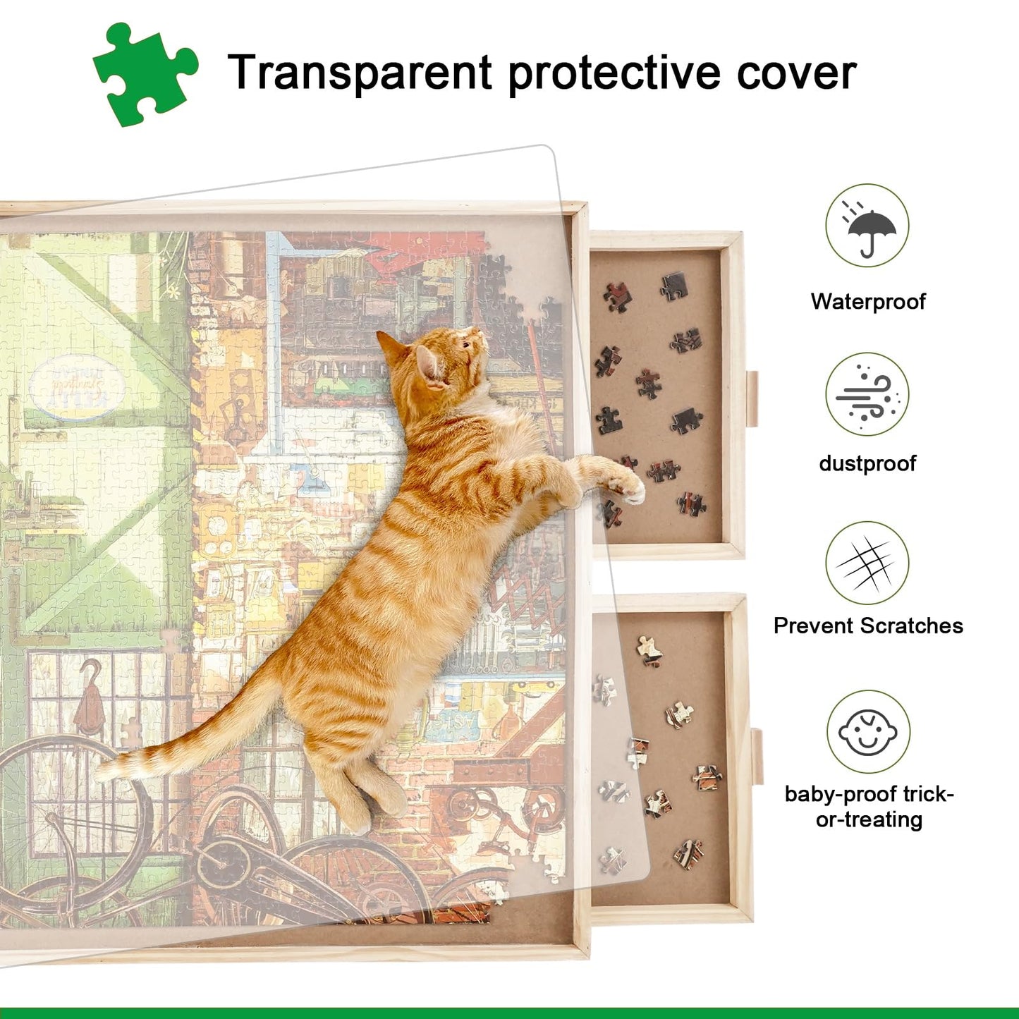 ALL4JIG 1500 Piece Rotating Puzzle Board with Drawers and Cover,25"x34"Portable Wooden Jigsaw Puzzle Table for Adults Portable,Lazy Susan Spinning Puzzle Boards Birthday Gift for mom