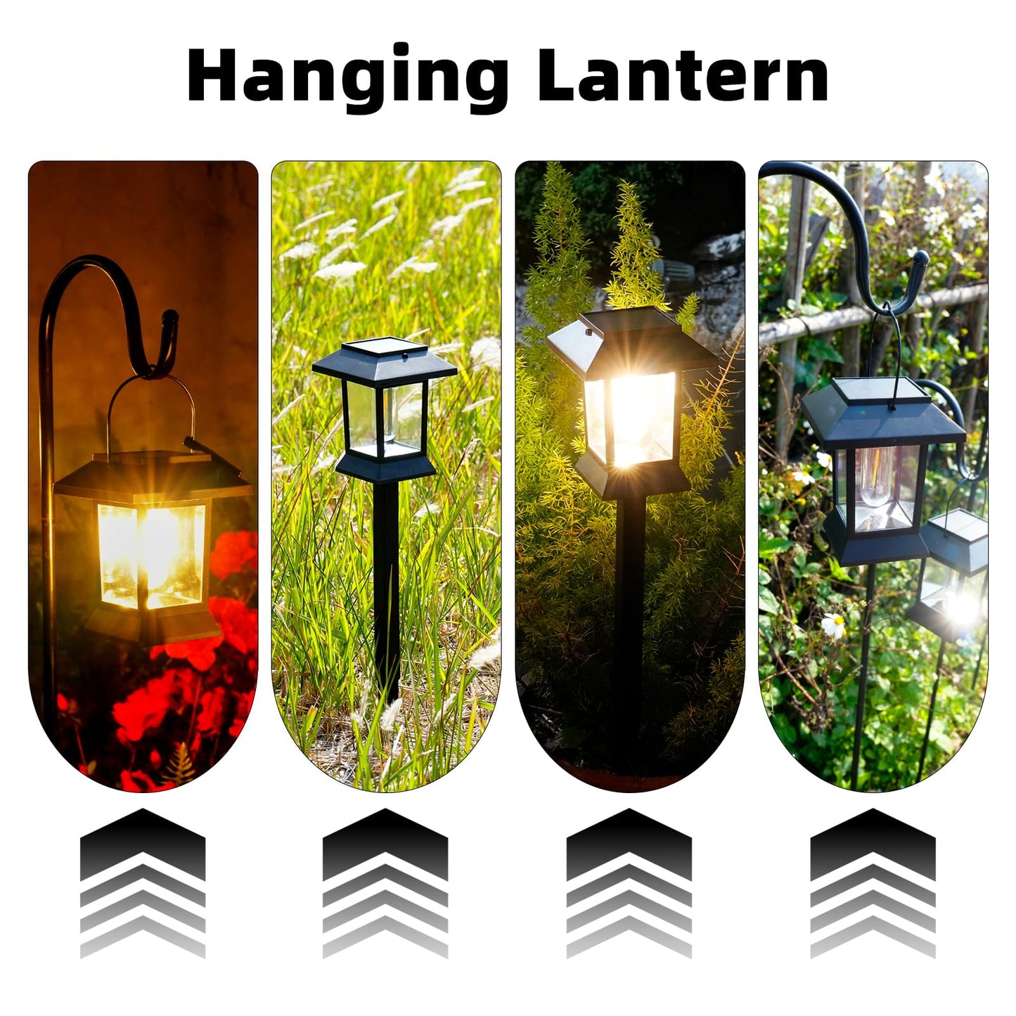 6 Pack Solar Lights Outdoor Dual-Use - Stake & Hang, Solar Pathway & Hanging Lights for Garden Driveway Walkway Yard Decor Landscape Lighting, IP65 Waterproof 1000mAh Battery Up to 12Hrs Auto On/Off