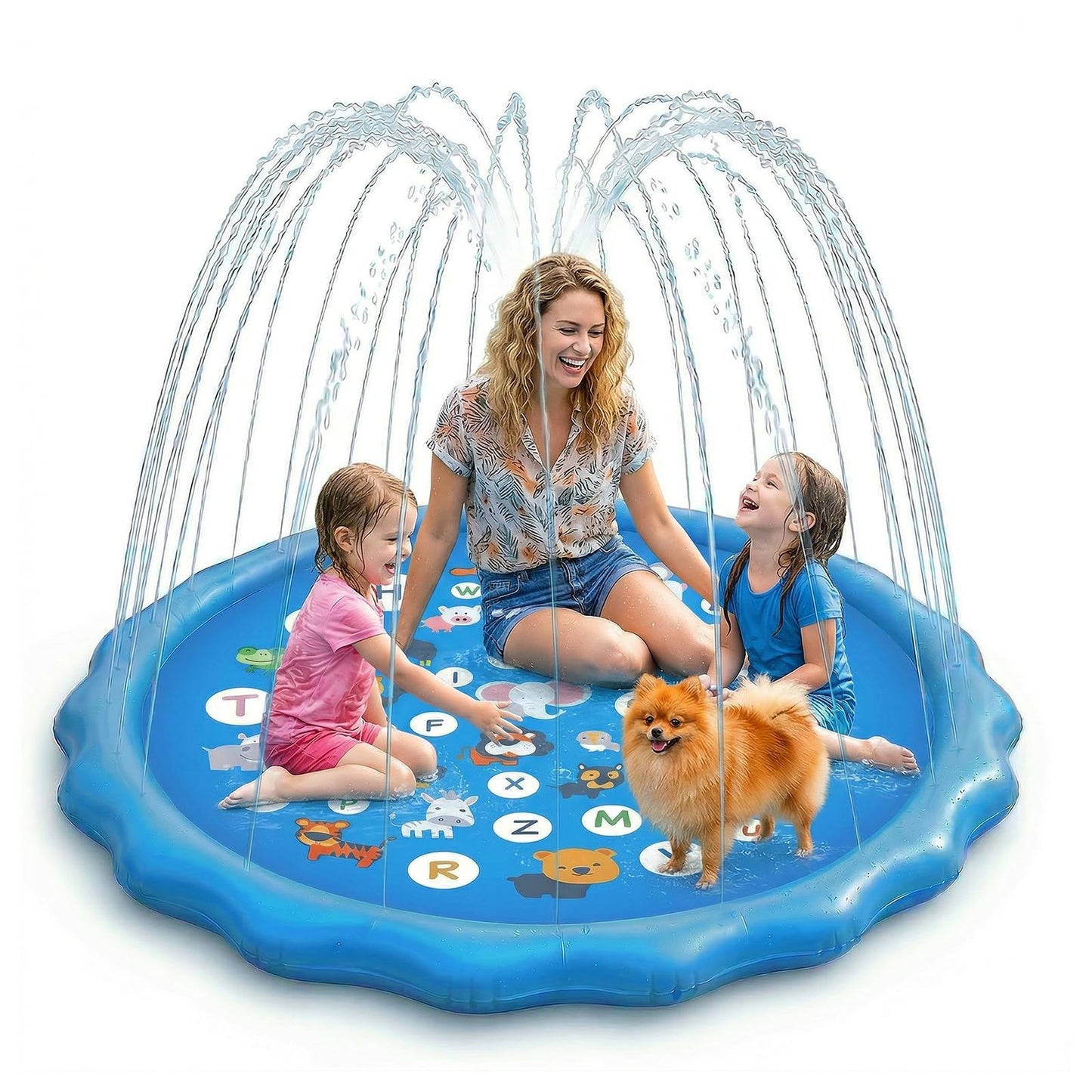 Qoosea Splash Pad for Kids Dog Pool 67" Inflatable Splash Pads for Toddlers 1-3 Summer Outdoor Fun Water Toys Sprinkler Pad Play Mat Shallow Toddler Pool for Baby Boy Children Pet Dog Backyard