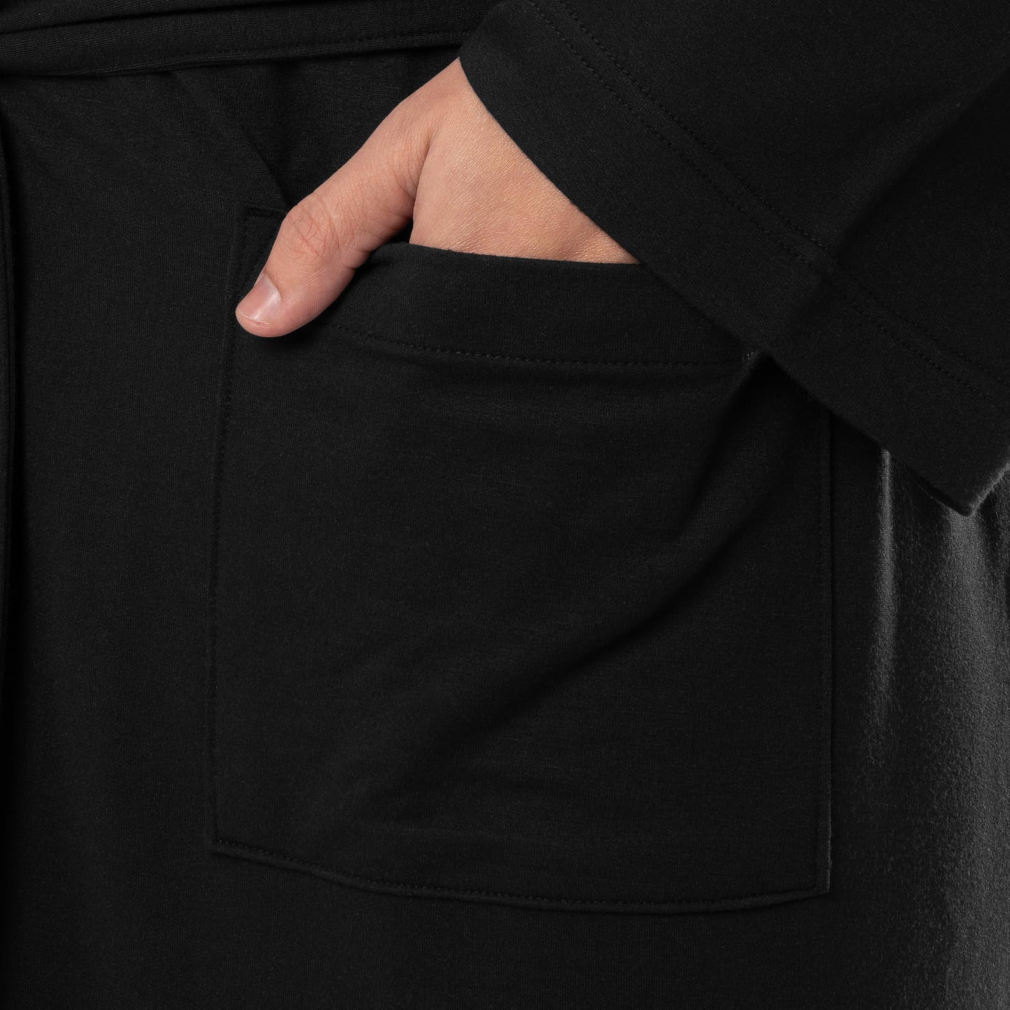 Fruit of the Loom Men's Lightweight French Terry Robe, Black, One Size