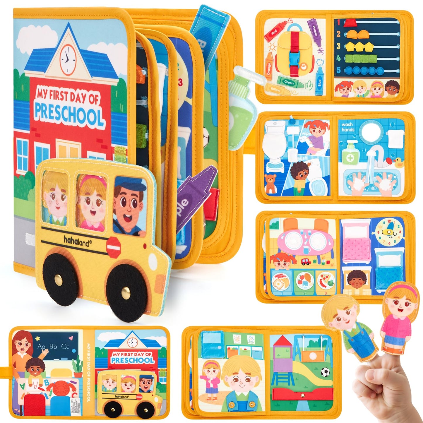 hahaland Preschool Busy Books for Toddlers 2-4 - Montessori Toddler Busy Board for 2 3 Year Old, 20 in 1 Quiet Book Educational Toddler Toys for 1 2 3 Year Old Boy Girls Gifts