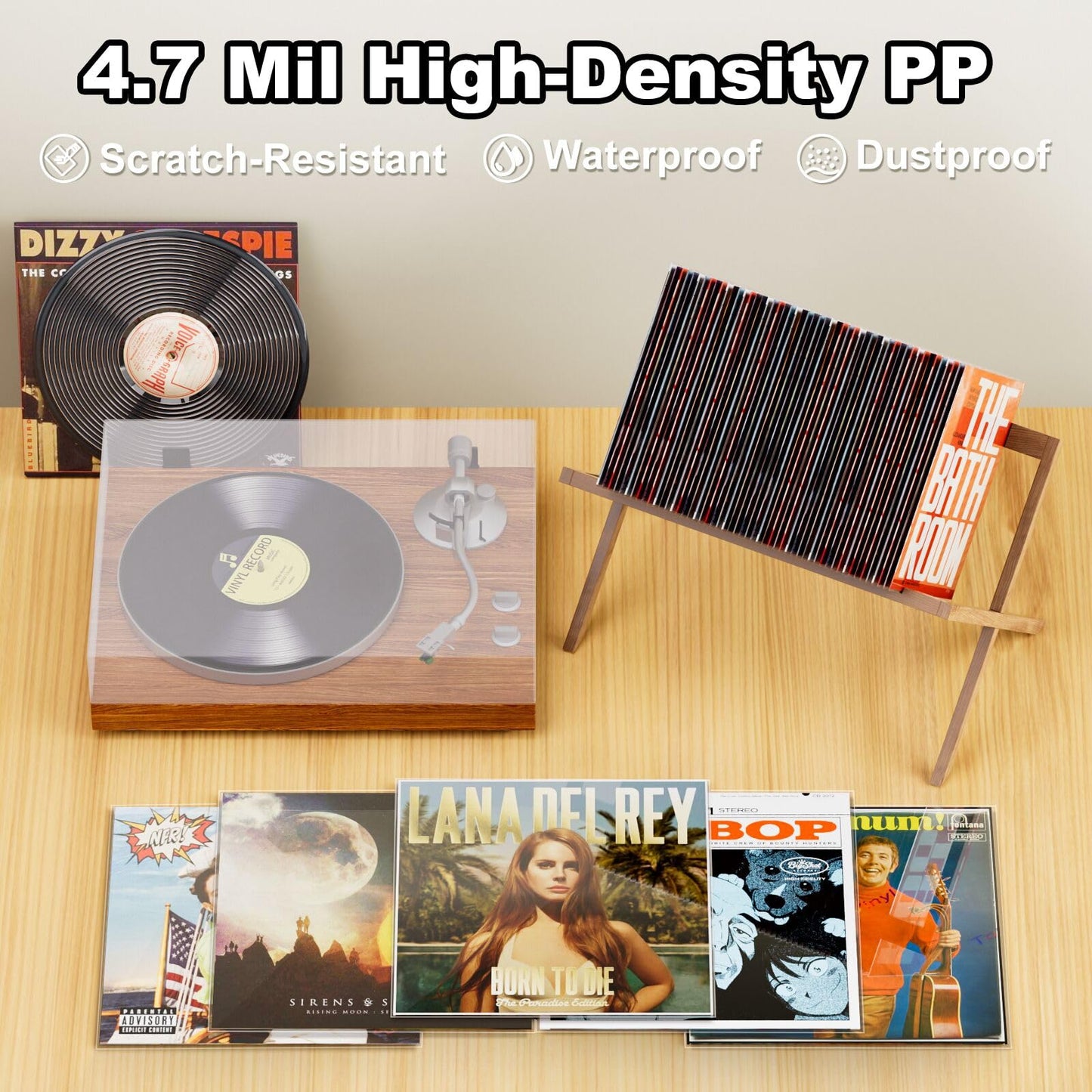 120 Vinyl Record Sleeves Outer, 4.7 Mil Crystal Clear Vinyl Protective Sleeves, 12.75'' x 12.75'' Record Sleeve Compatible with Single and Double LP Album Covers