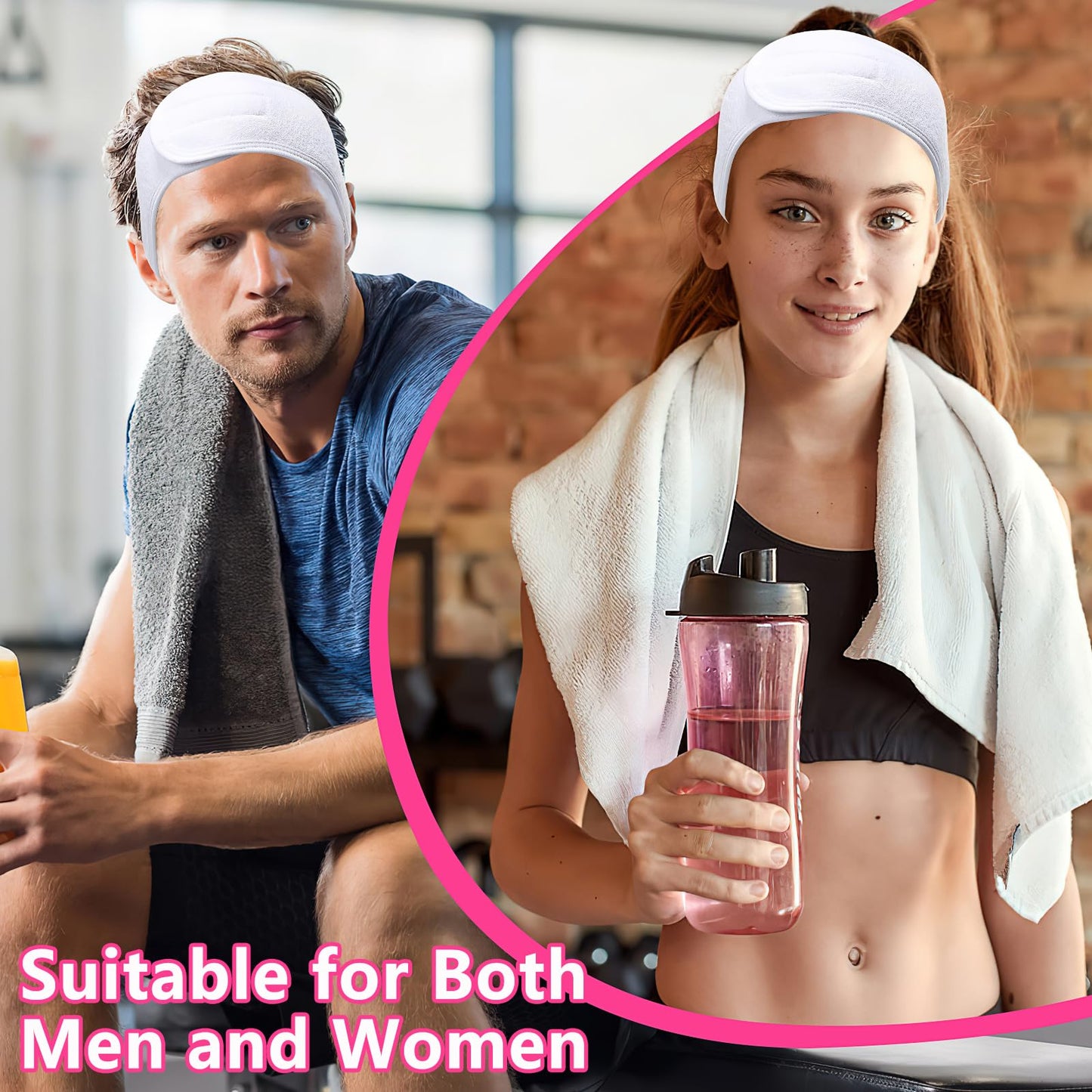 30 Pack Spa Headband Facial Esthetician Hair Wrap for Women Adjustable Makeup Sports Shower Stretch Towel with Tape