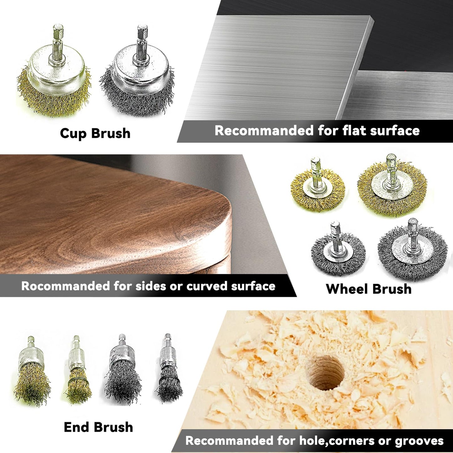 Daily Treature 10 Pack Wire Wheel Cup Brush Set for Drill Abrasive with 1/4" Hex Shank,Extension Rod for Safty,Brass Coated Crimped Drill Sanding Attachment，Metal Brush for Drill Rust Removal