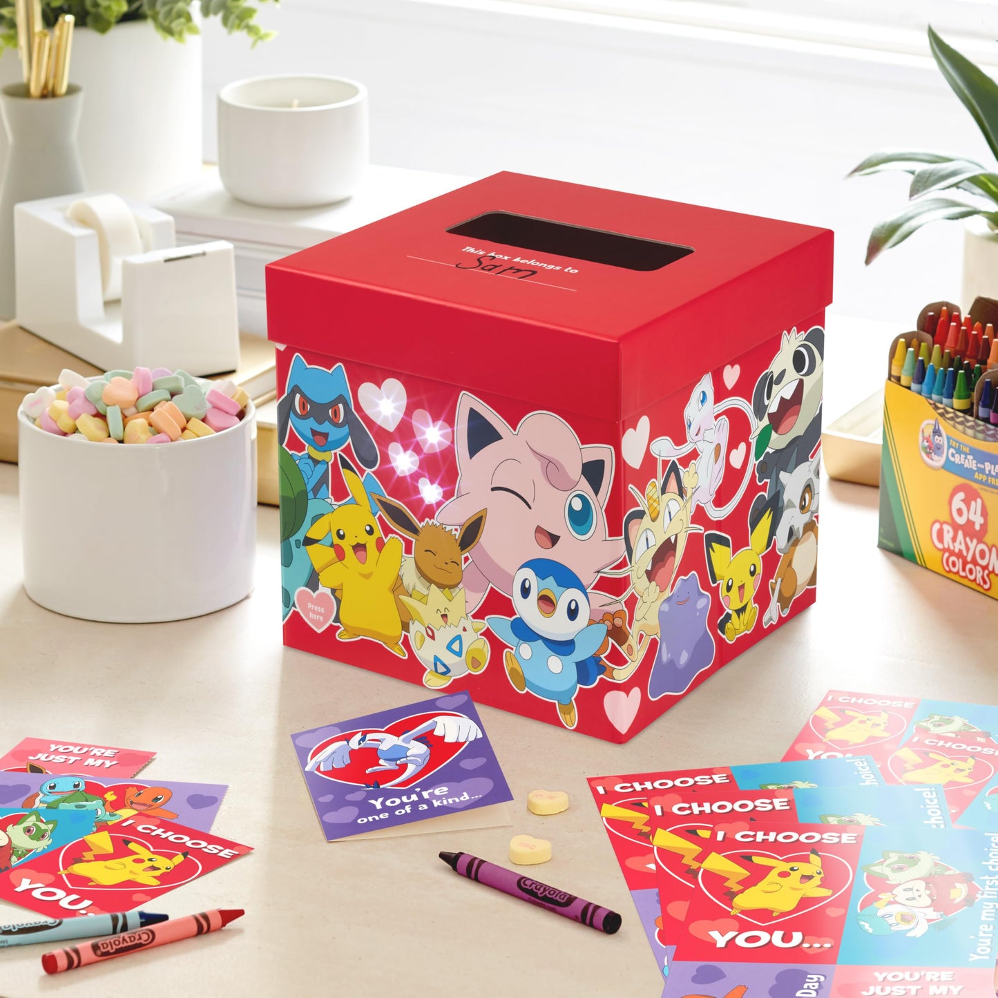 Hallmark Pokémon Valentine's Day Cards for Kids and Light Up Mailbox with Sound for Classroom Exchange