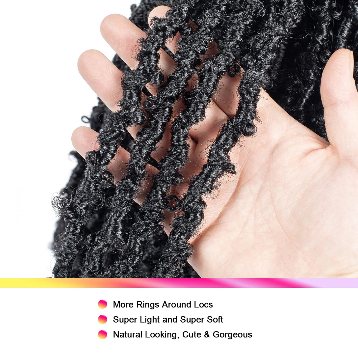 GUOHUI Super Light Butterfly Locs Crochet Hair 12 Inch 6 Packs Pre-Looped Soft Distressed Faux Locs Braids for Women Kids (12 Inch,1#)
