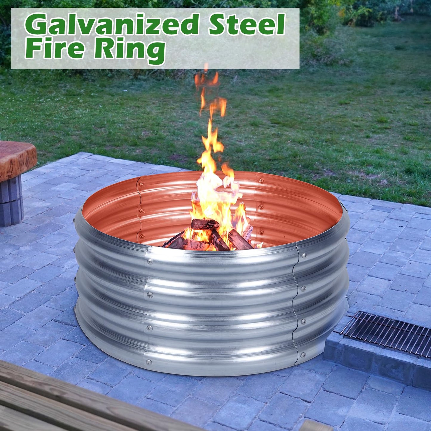 OUSHENG 3 Pack Round Galvanized Raised Garden Beds Outdoor, Steel Fire Pit Ring Flower Planter Large Metal Above Ground Boxes Kit for Gardening Vegetables Outside, 2x2x1ft