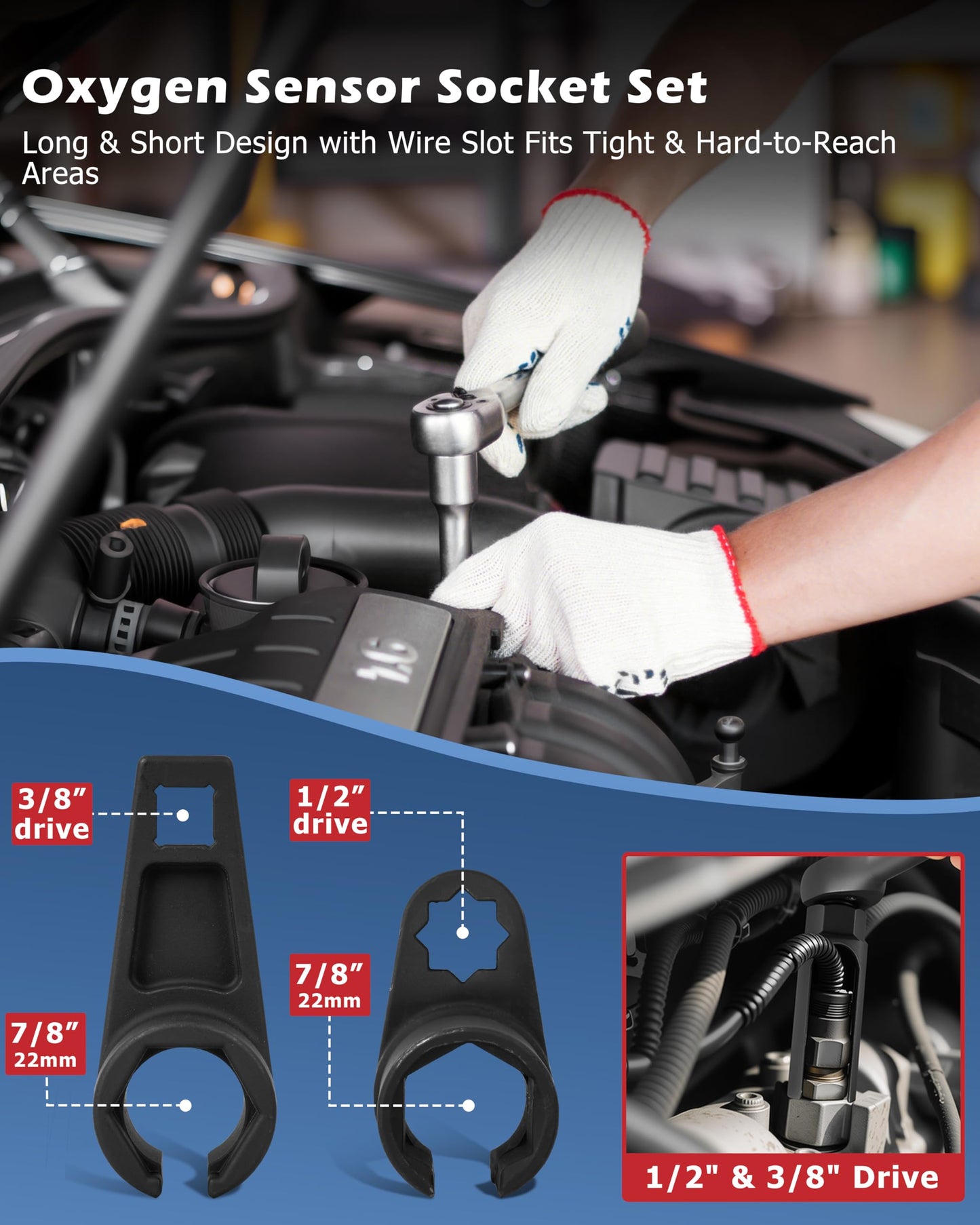 DAYUAN 10Pcs Oxygen Sensor Socket Set Sensor Oil Pressure Sending Unit Removal Kit