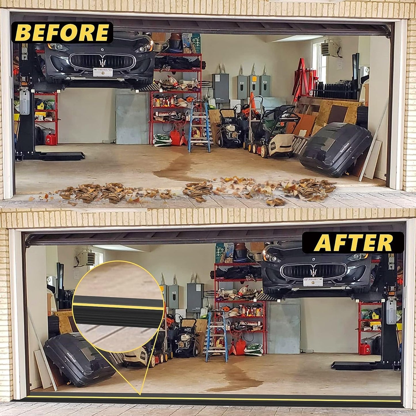 20FT Garage Door Bottom Threshold Seal Strip with 300ml Black Adhesives/Sealants, Universal Rubber DIY Bottom Floor Threshold Seal, Weatherproofing Weather Stripping Replacement (Black)